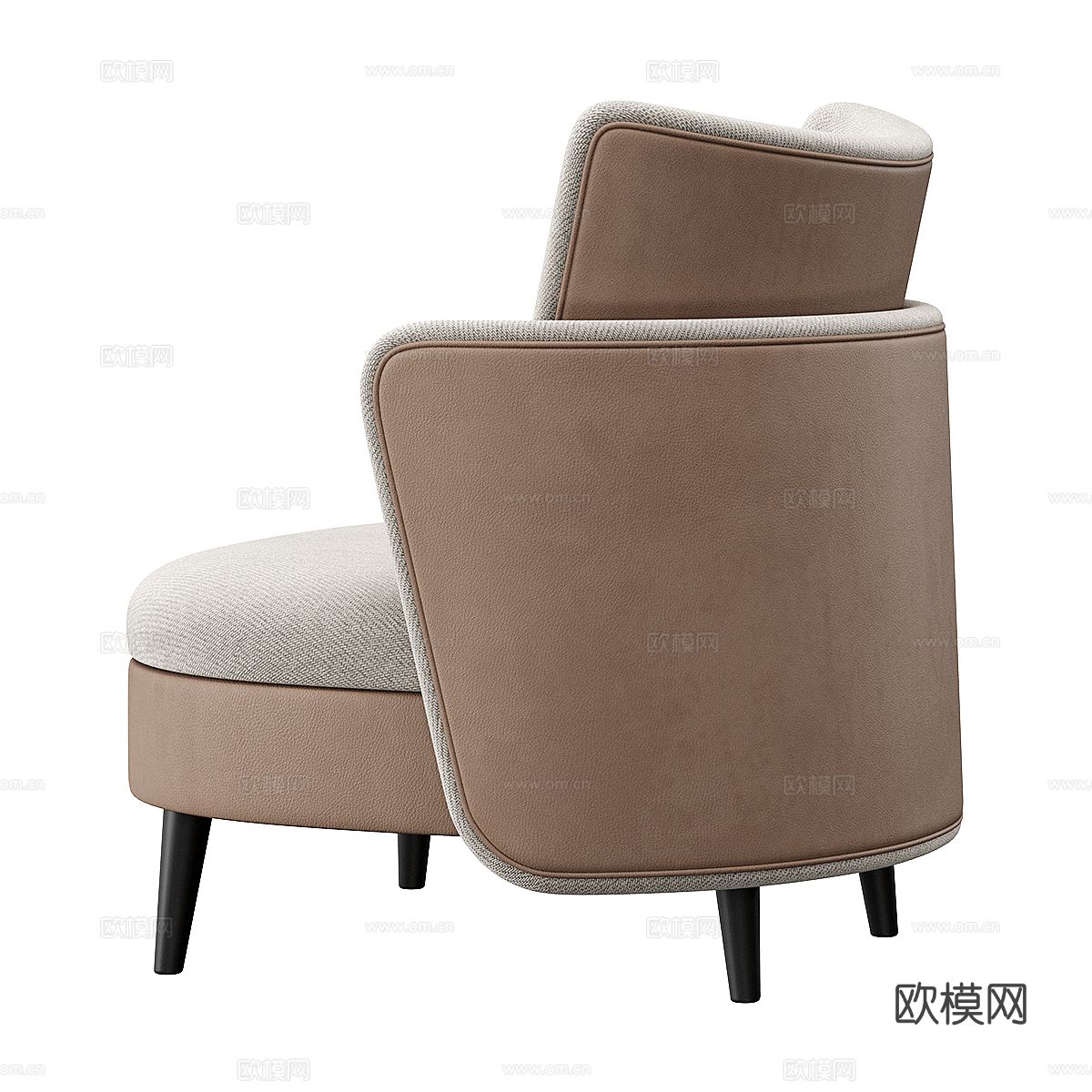 意式皮革布艺扶手椅3d模型
