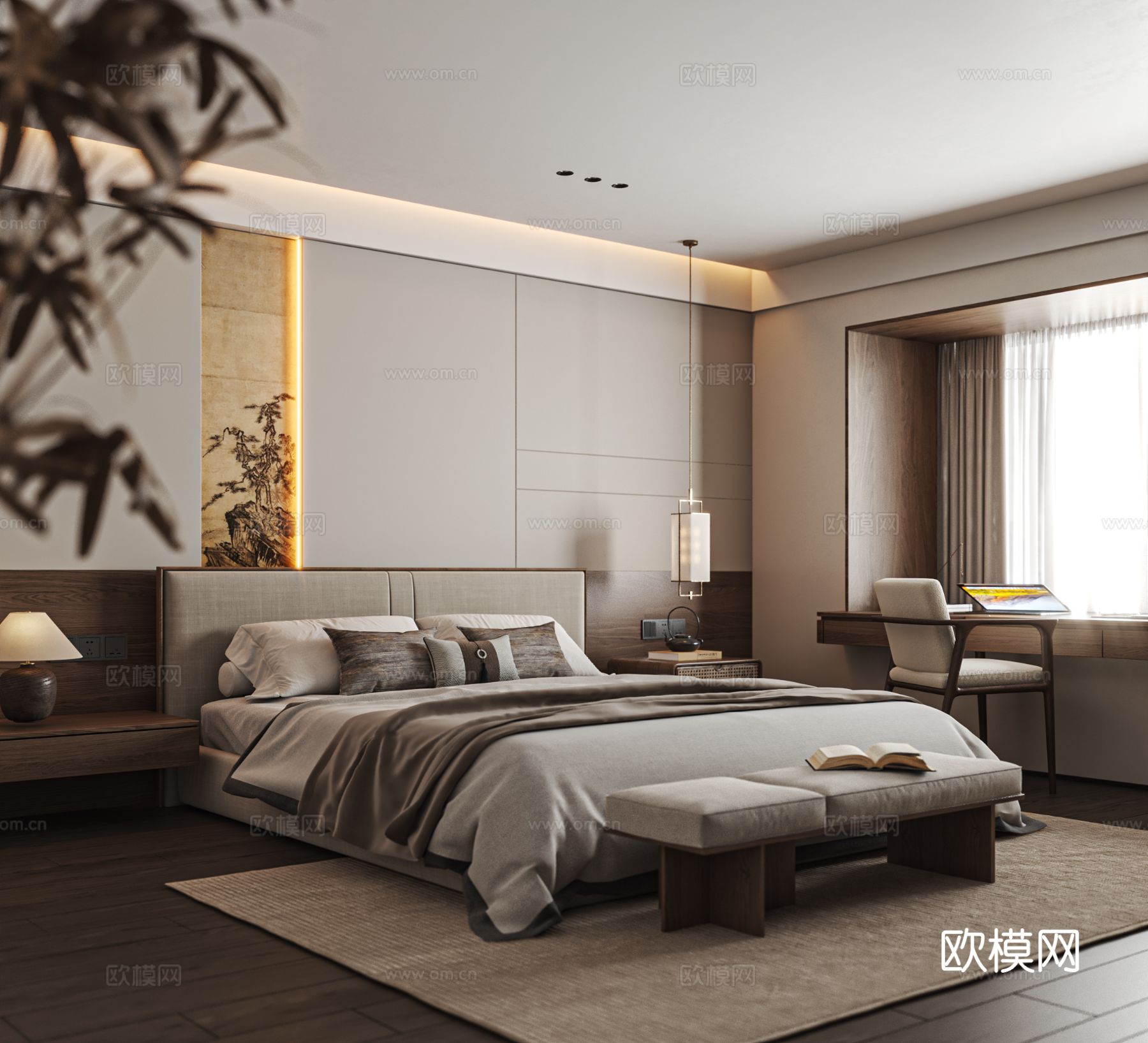 新中式宋式美学卧室3d模型