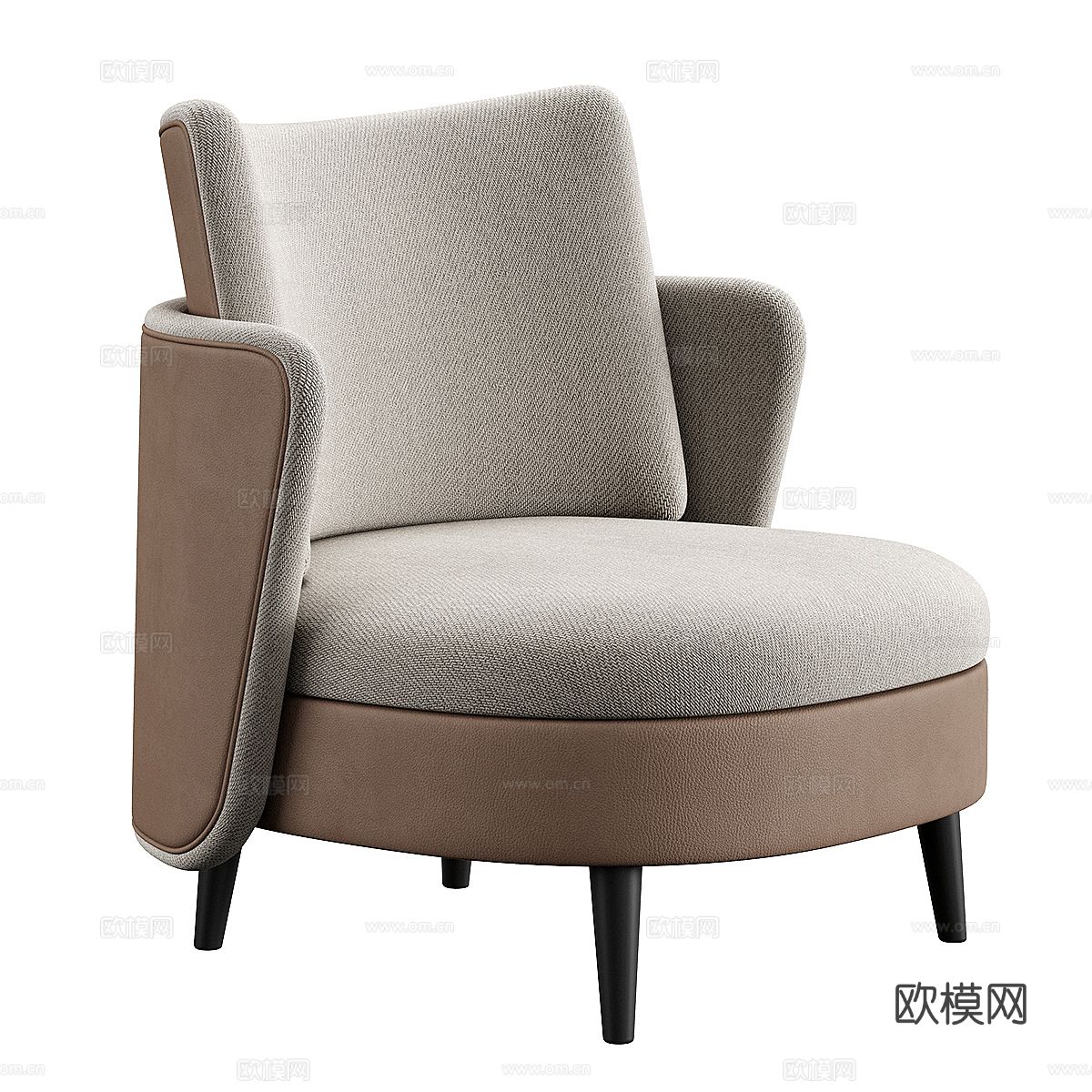 意式皮革布艺扶手椅3d模型