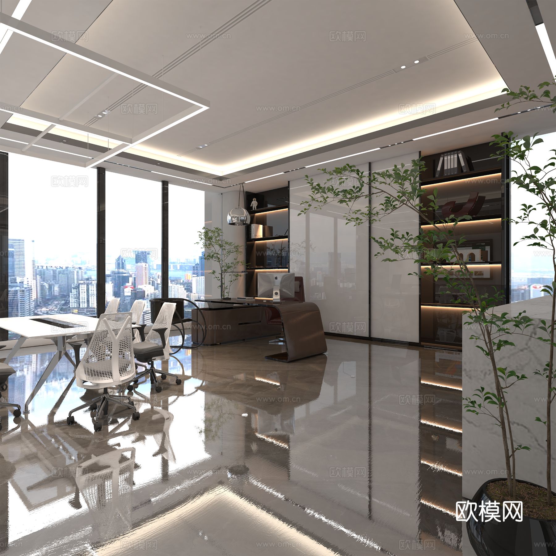 总经理办公室装修效果图下载（渲染图3）