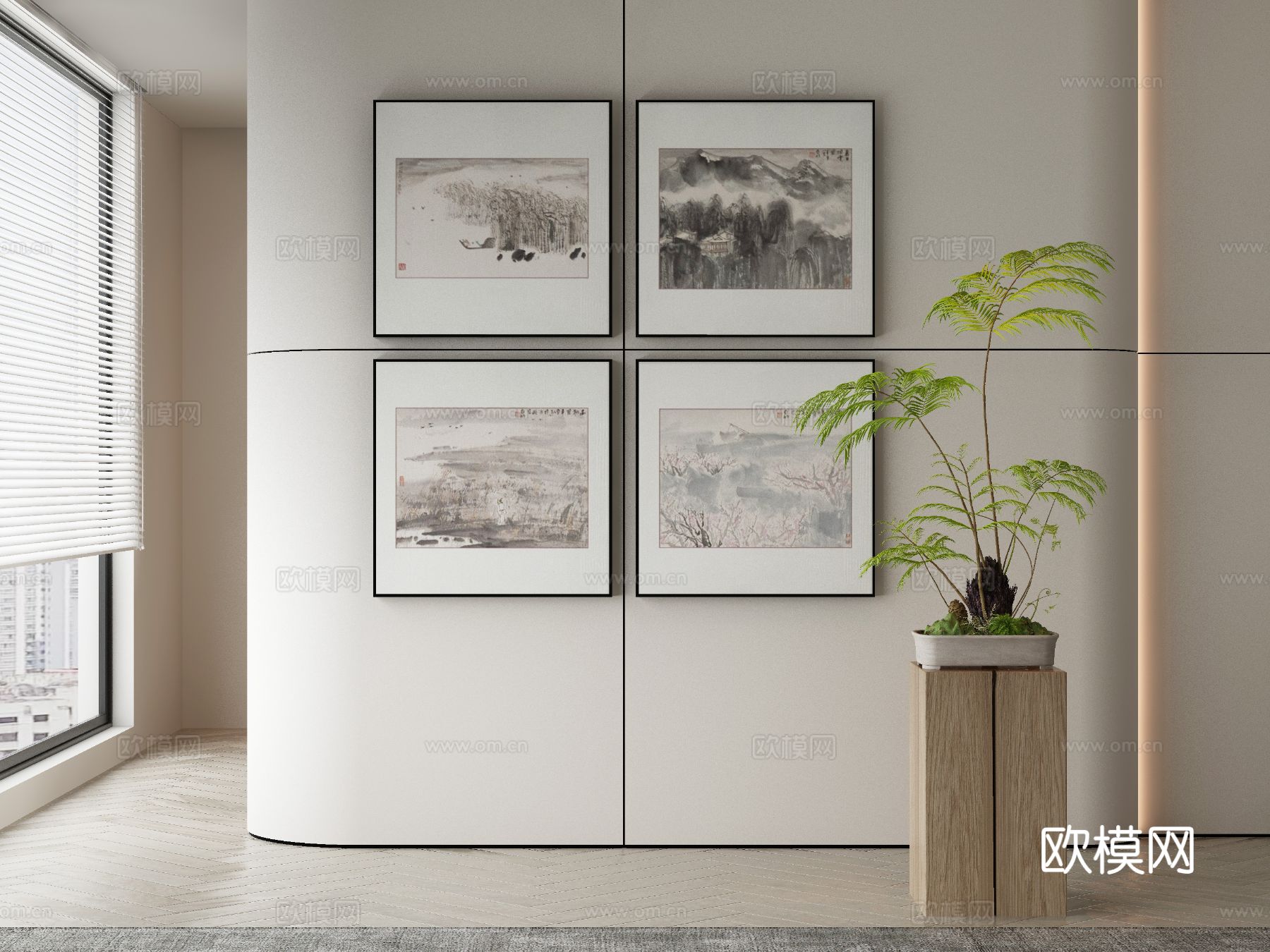 新中式侘寂挂画 油画3d模型
