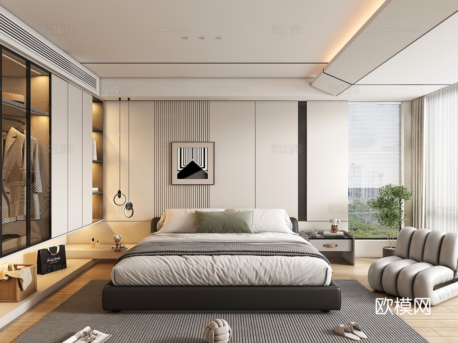 现代卧室su模型