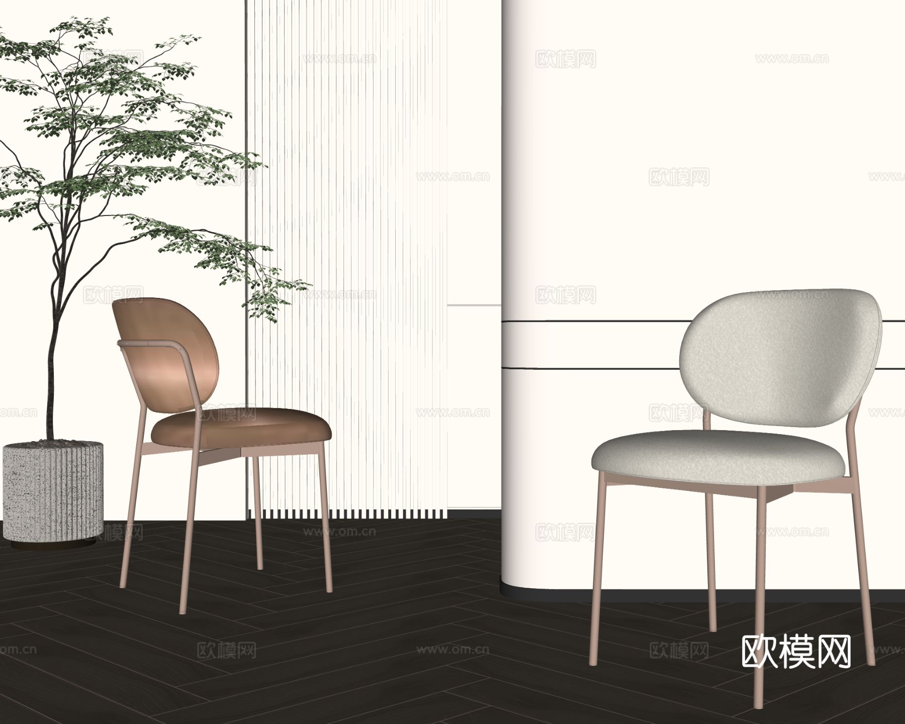 现代单椅 餐椅 书椅 梳妆椅su模型
