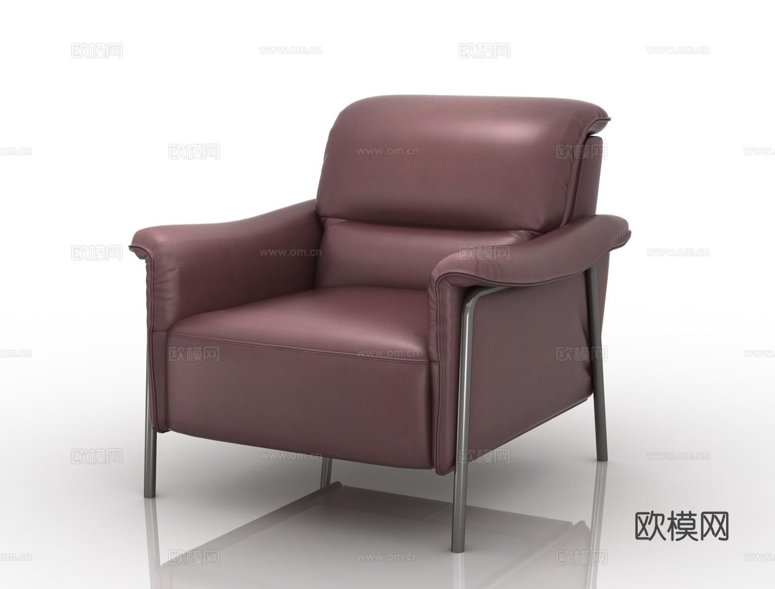 哈根 皮革休闲椅3d模型