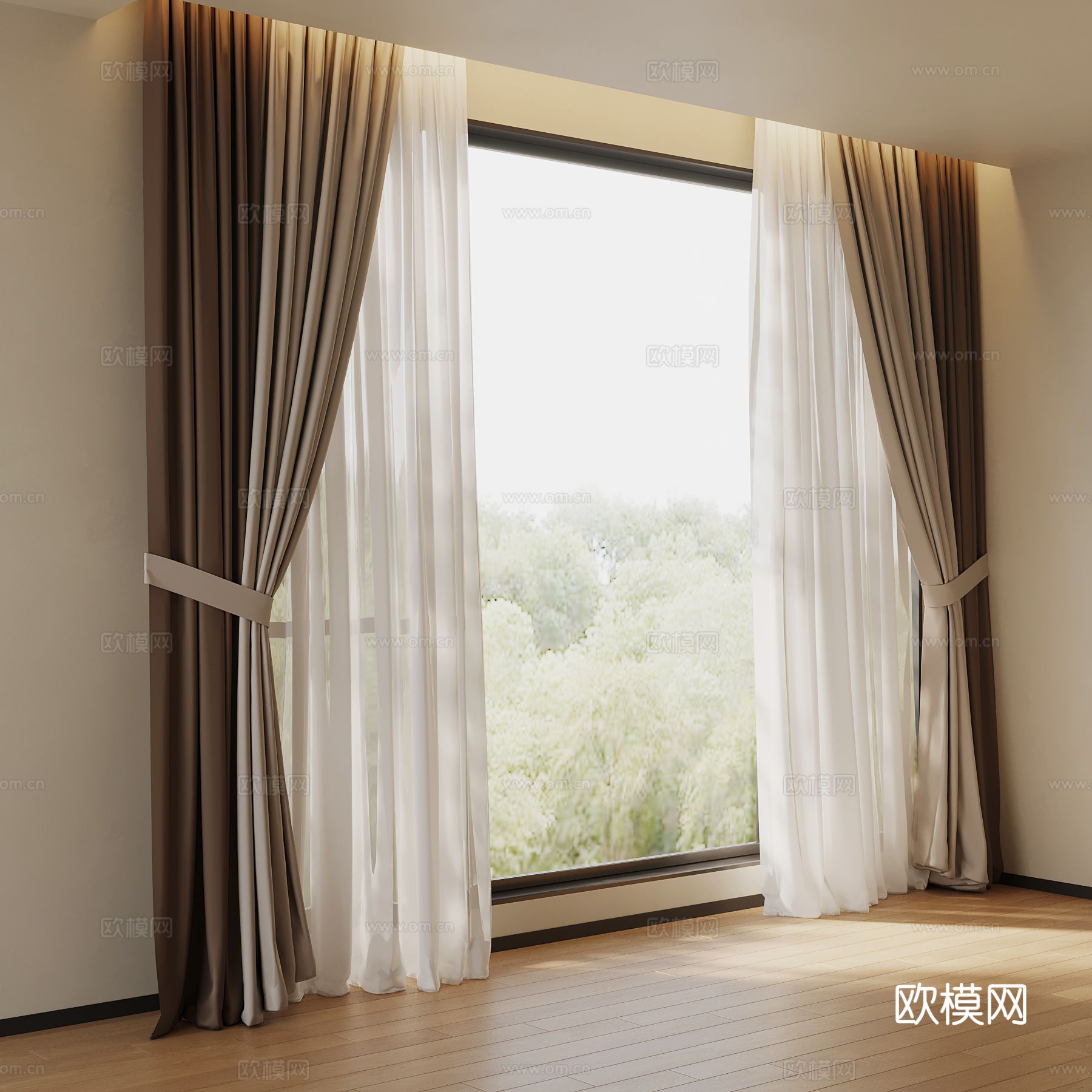 窗帘 现代窗帘 布艺窗帘su模型