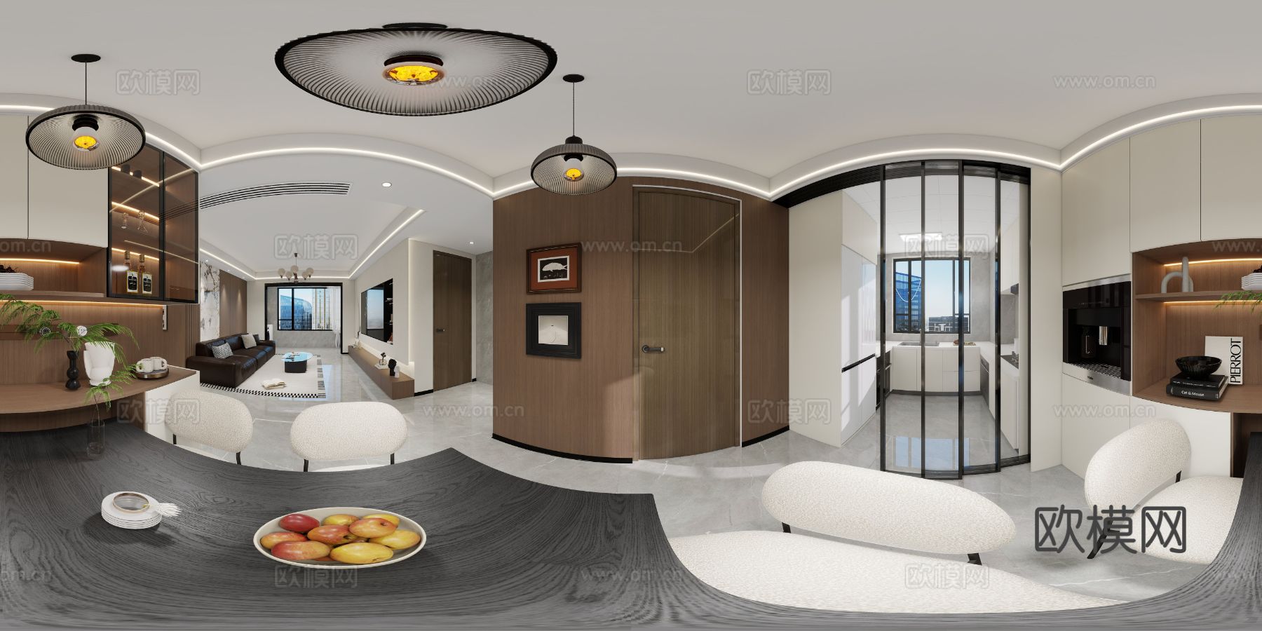 东湖湾28-2-603家装全景效果图下载（渲染图2）