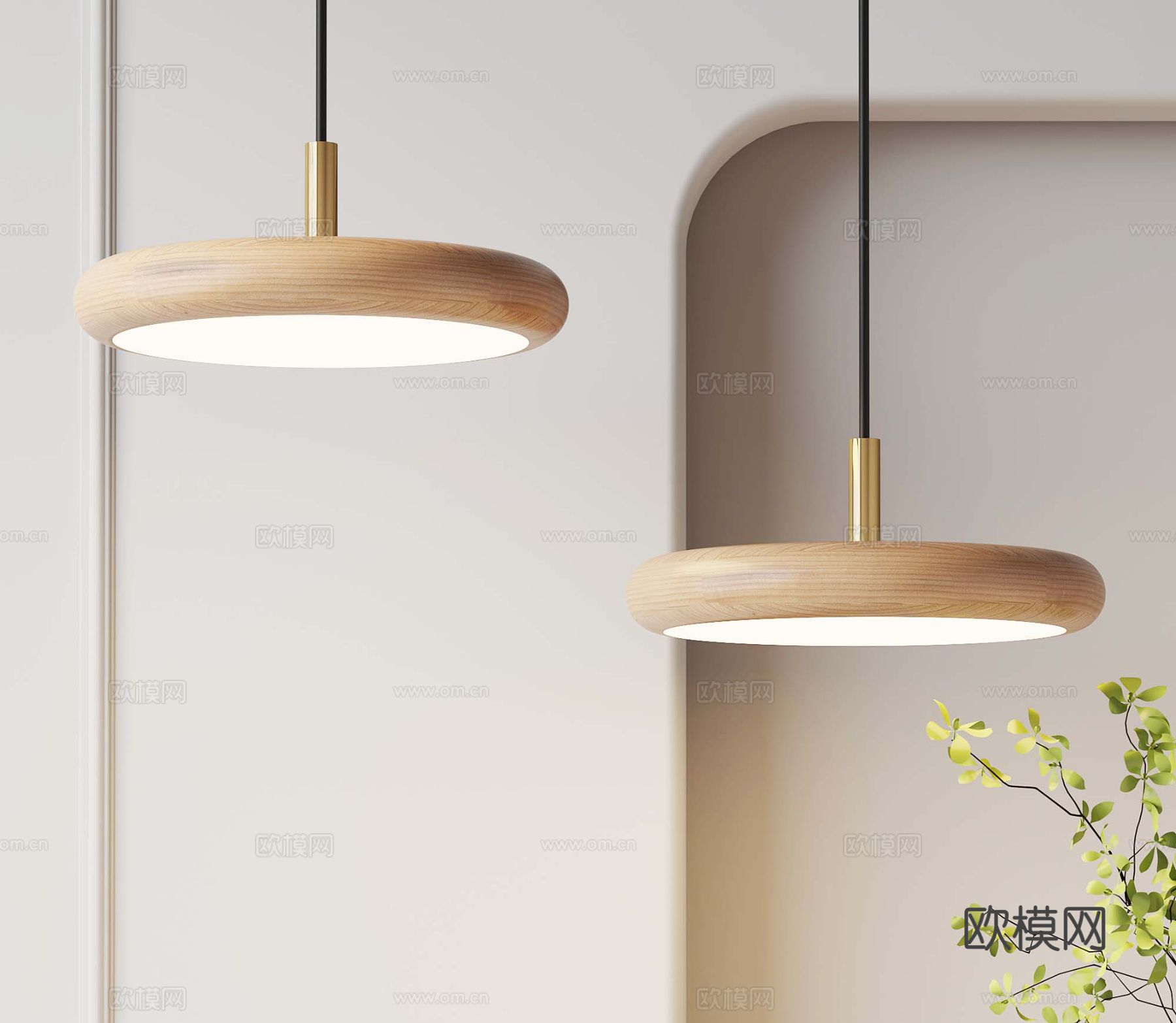 侘寂中古吊灯 实木吊灯 餐厅吊灯 床头灯3d模型