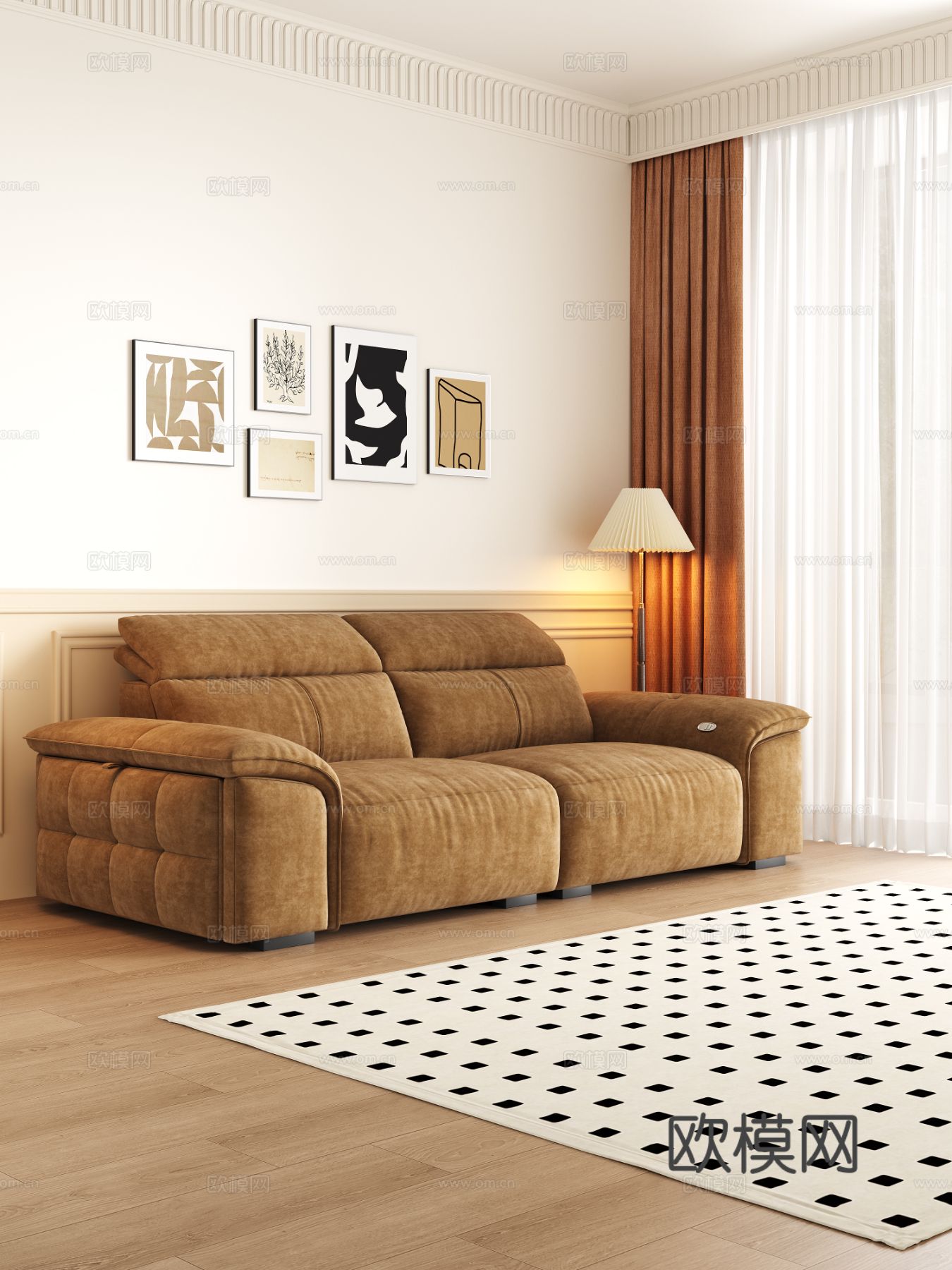 现代双人沙发3d模型下载