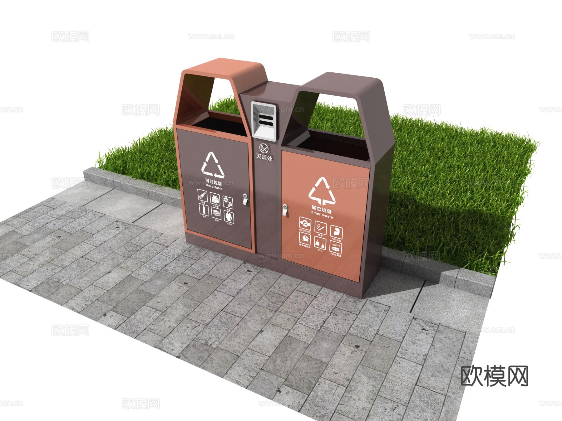 垃圾箱 垃圾分类 标识 垃圾桶 图标 垃圾回收3d模型