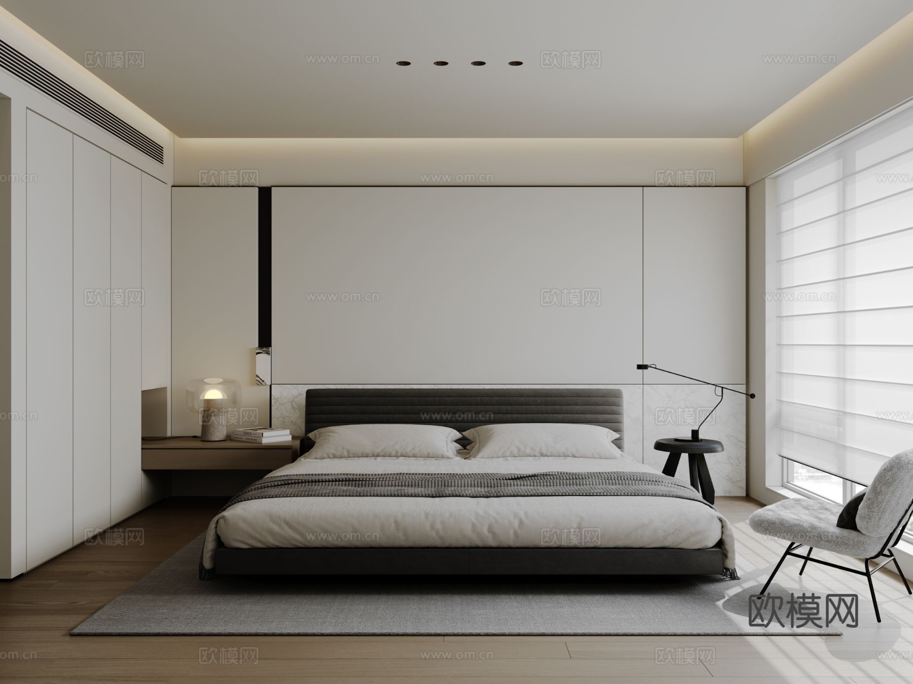 现代卧室3d模型下载