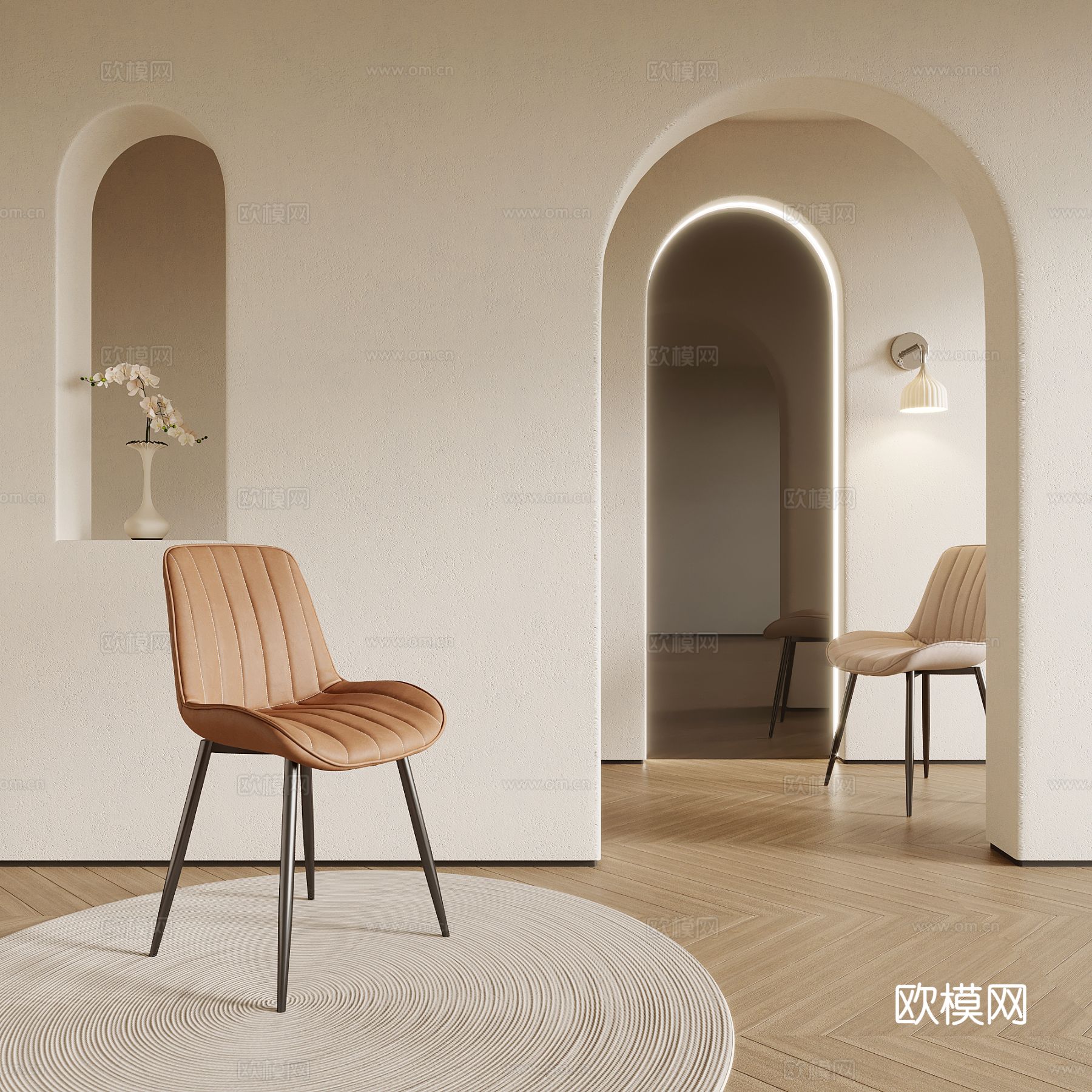 椅子 现代奶油风餐椅 写字椅3d模型