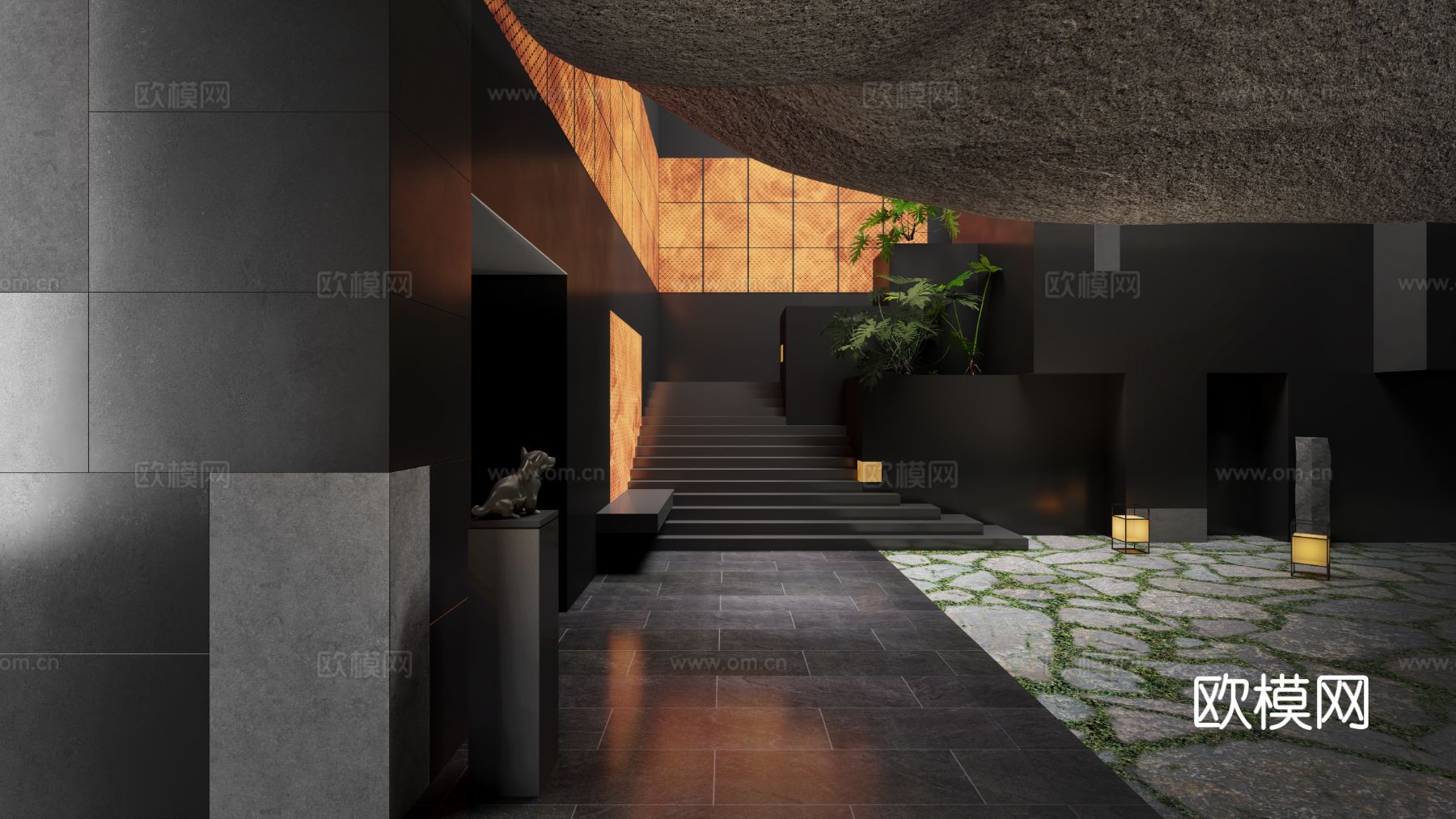 春山秋水 放翁  悬崖餐厅3d模型