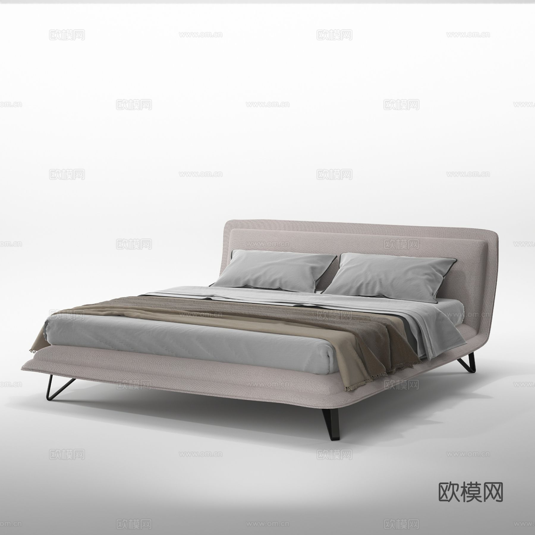 汉格HB323A 双人床3d模型