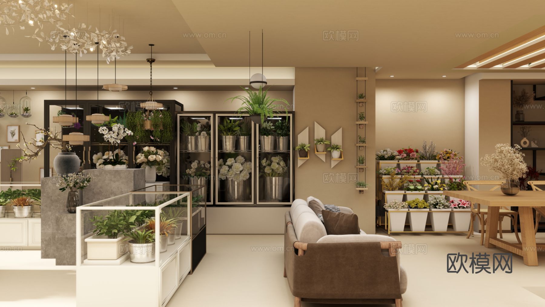 奶油风花店装修效果图下载（渲染图3）