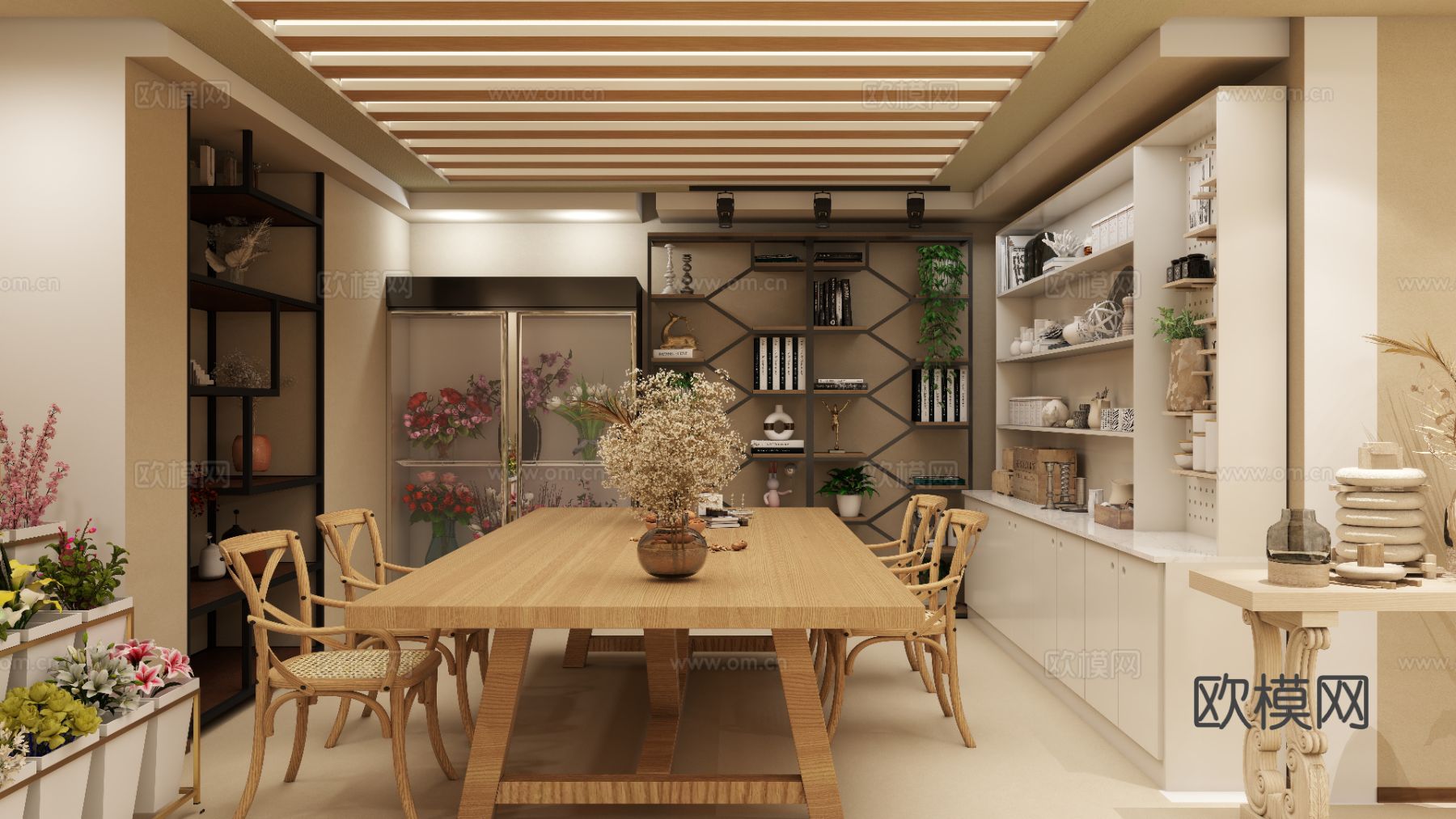 奶油风花店装修效果图下载（渲染图1）