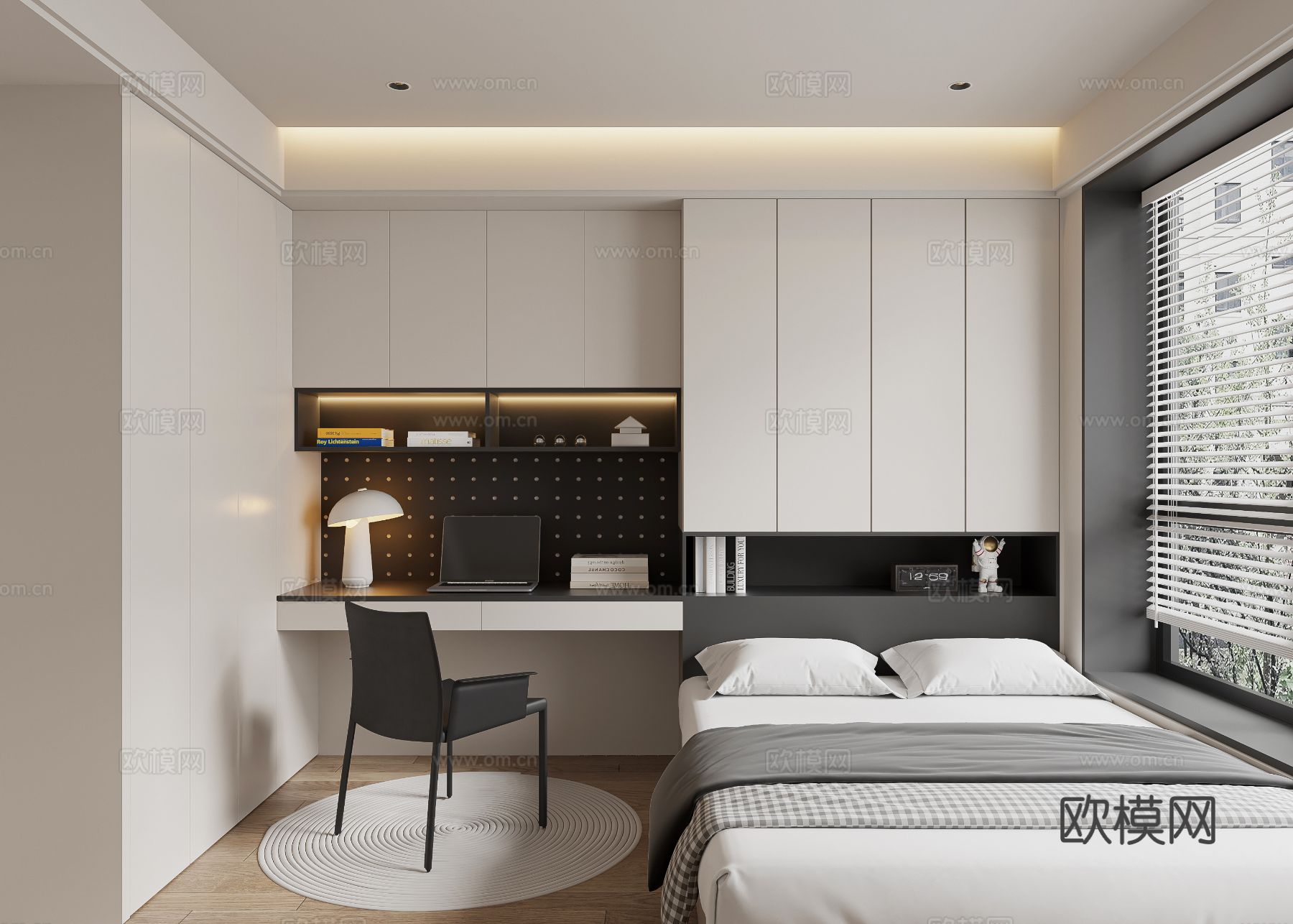 现代榻榻米卧室3d模型下载