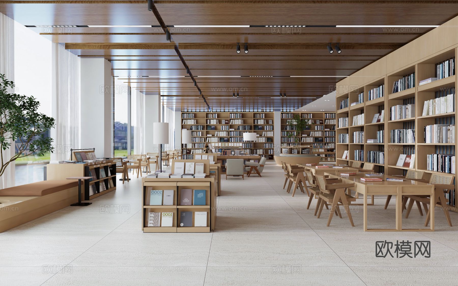 图书馆图书室 阅读室阅览室 城市书吧书店 展示架展示柜 图书3d模型