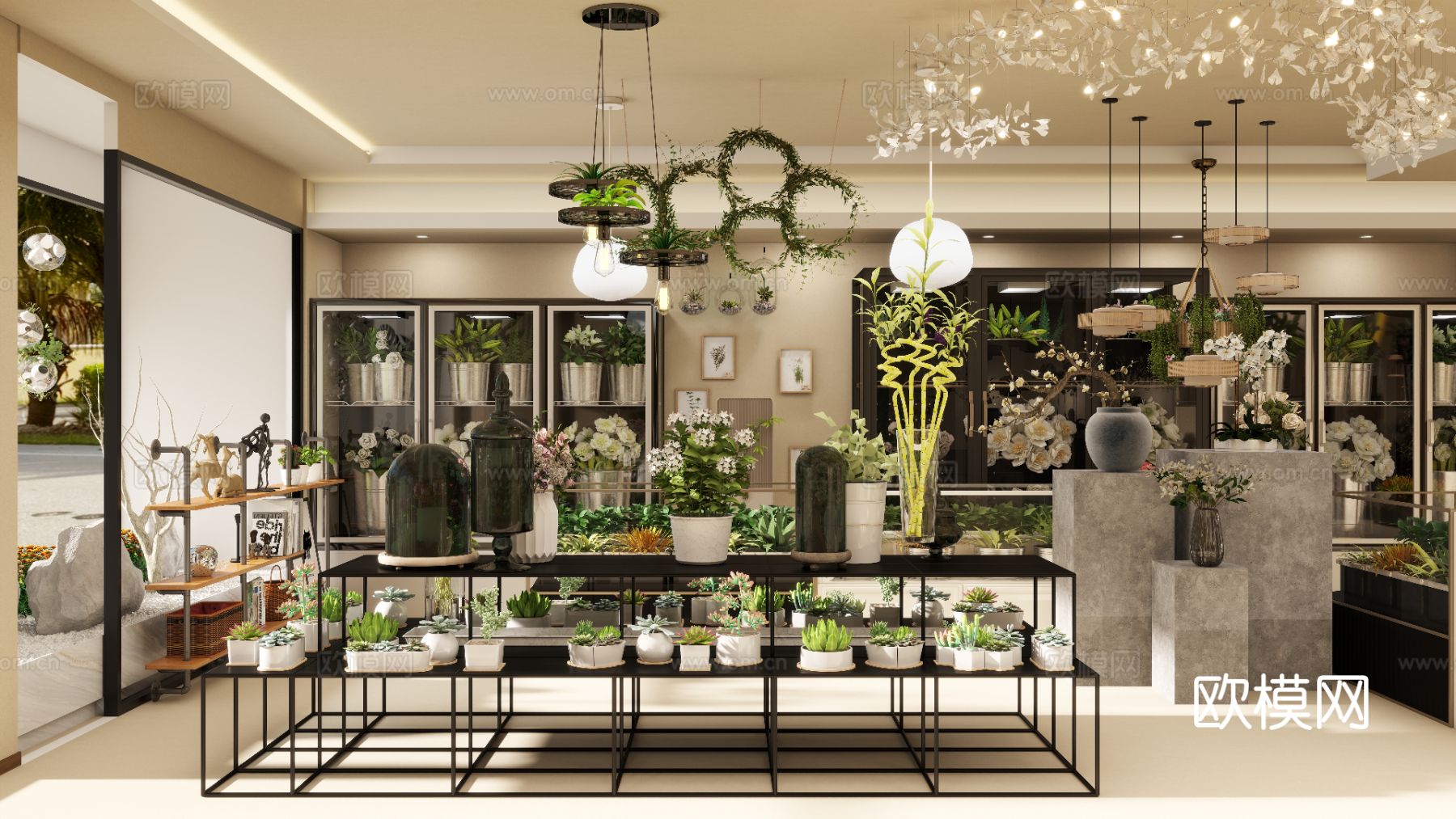 奶油风花店装修效果图下载（渲染图2）