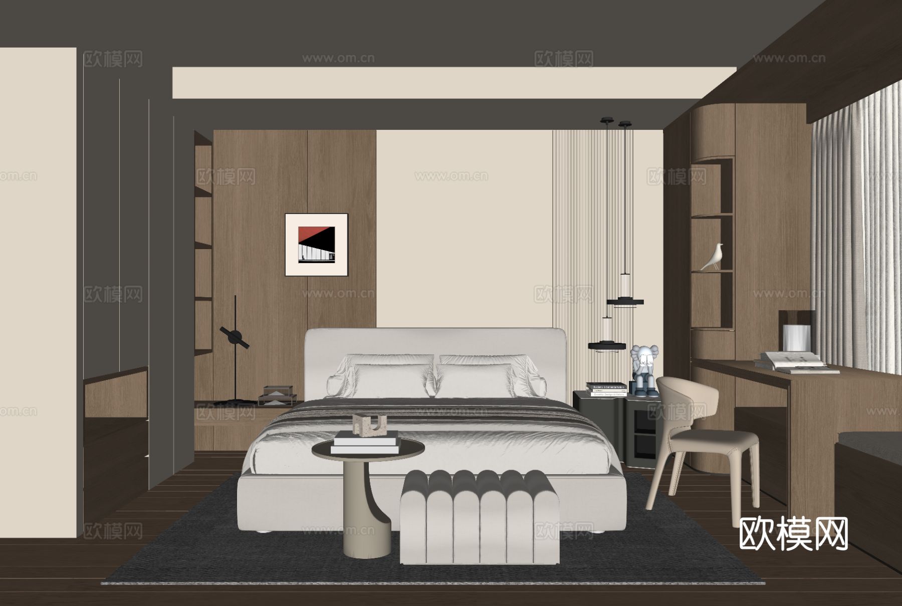现代家居卧室免费su模型下载_ID15874523_sketchup模型下载-欧模网