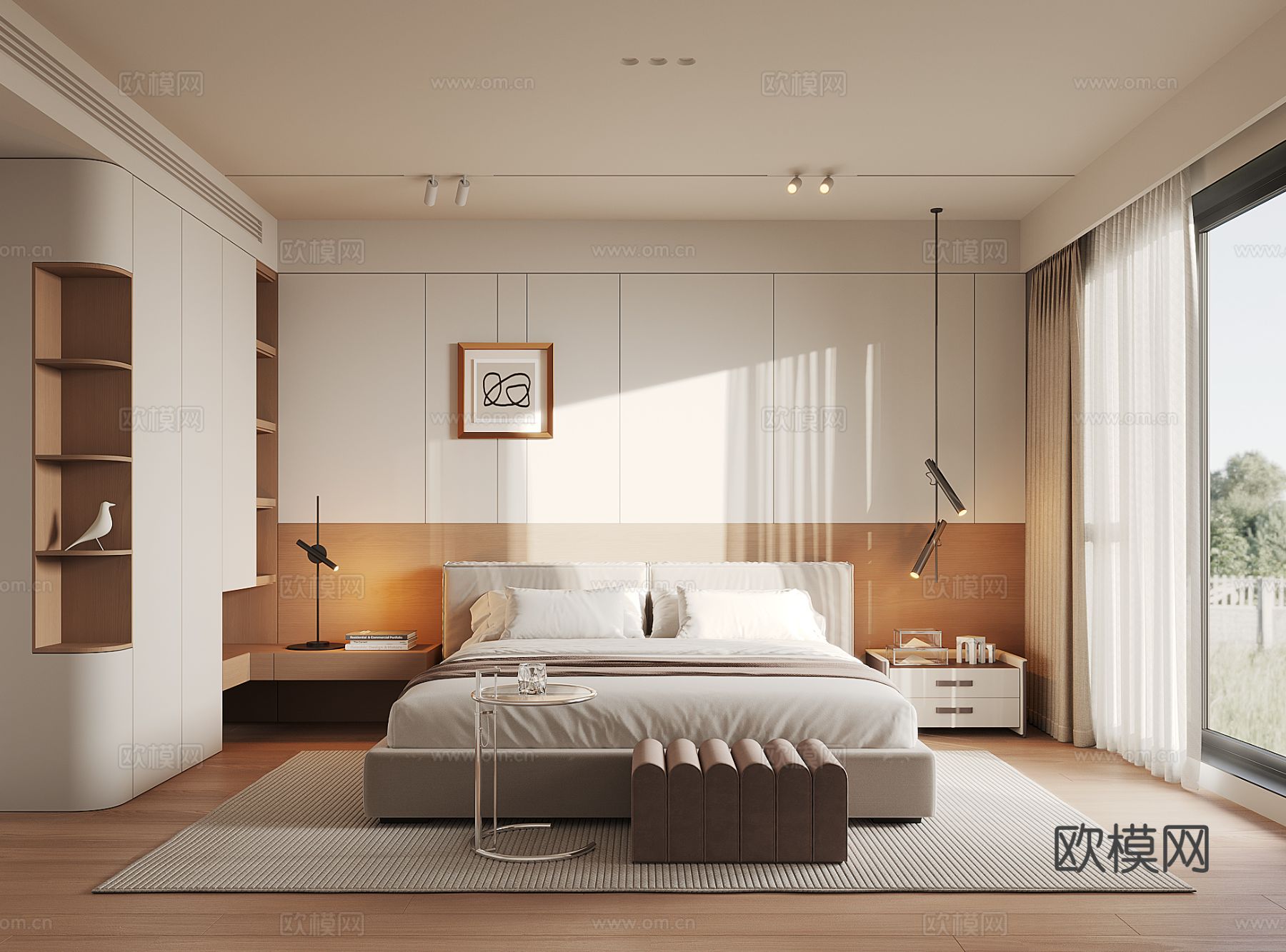 现代家居卧室su模型