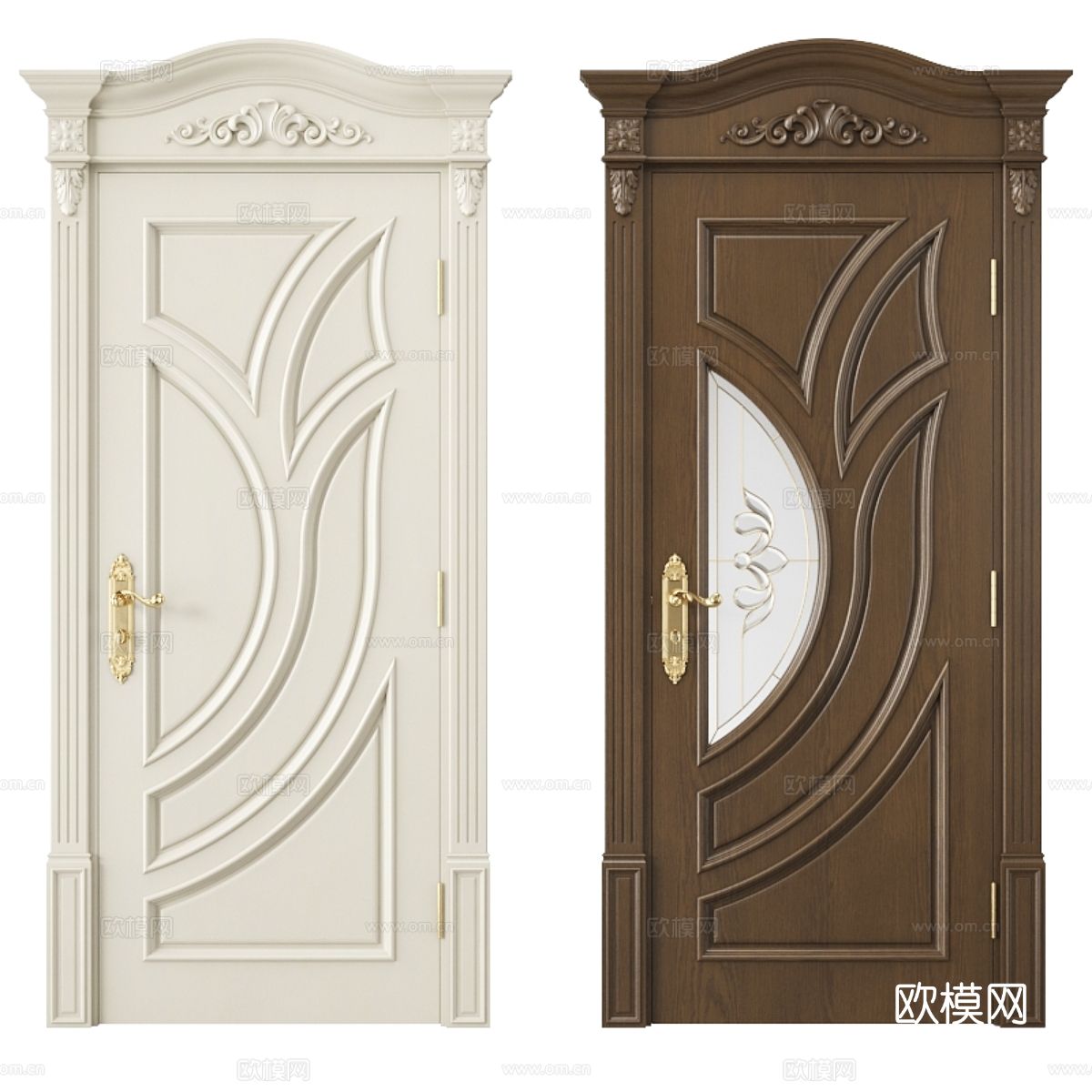 美式简约套装门3d模型