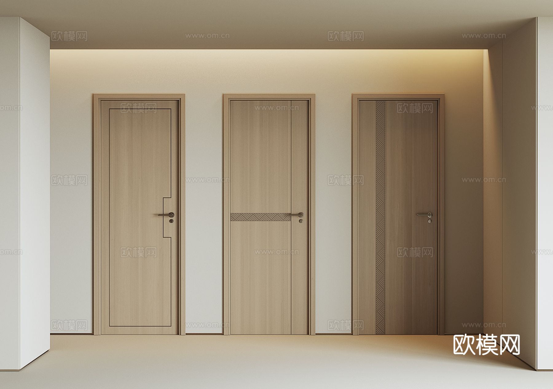 新中式木门 房门3d模型