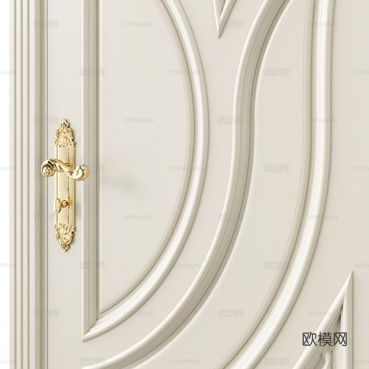 美式简约套装门3d模型