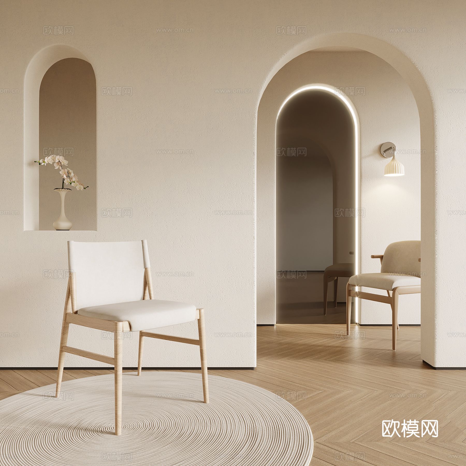 现代奶油风餐椅 写字椅 休闲椅3d模型3d模型
