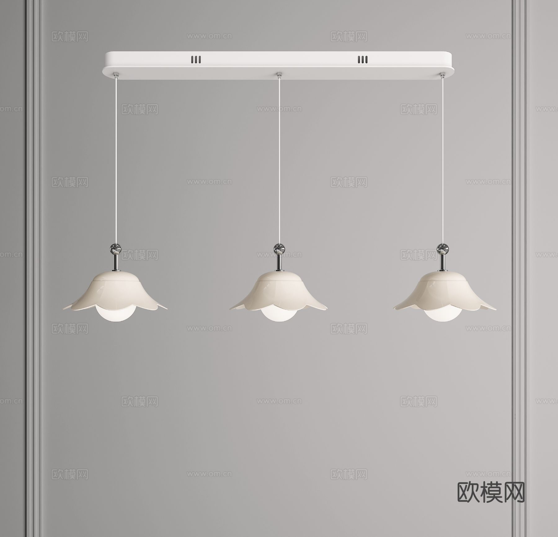 中古吊灯 奶油风吊灯 餐厅吊灯 法式吊灯 三头吊灯 多头吊灯3d模型