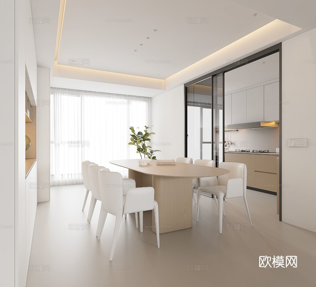 正榮府160平現(xiàn)代原木風(fēng)客餐廳效果圖下載(渲染圖1)