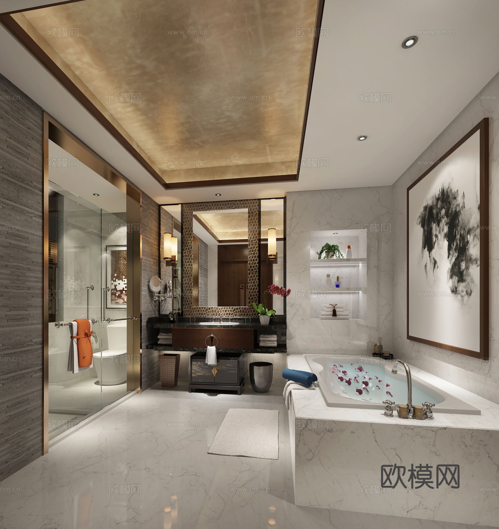 新中式宋代风格家装空间效果图下载（渲染图2）