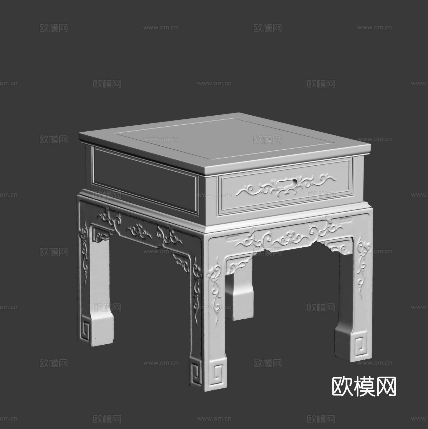 中式小茶几 雕花造型  实木红木3d模型