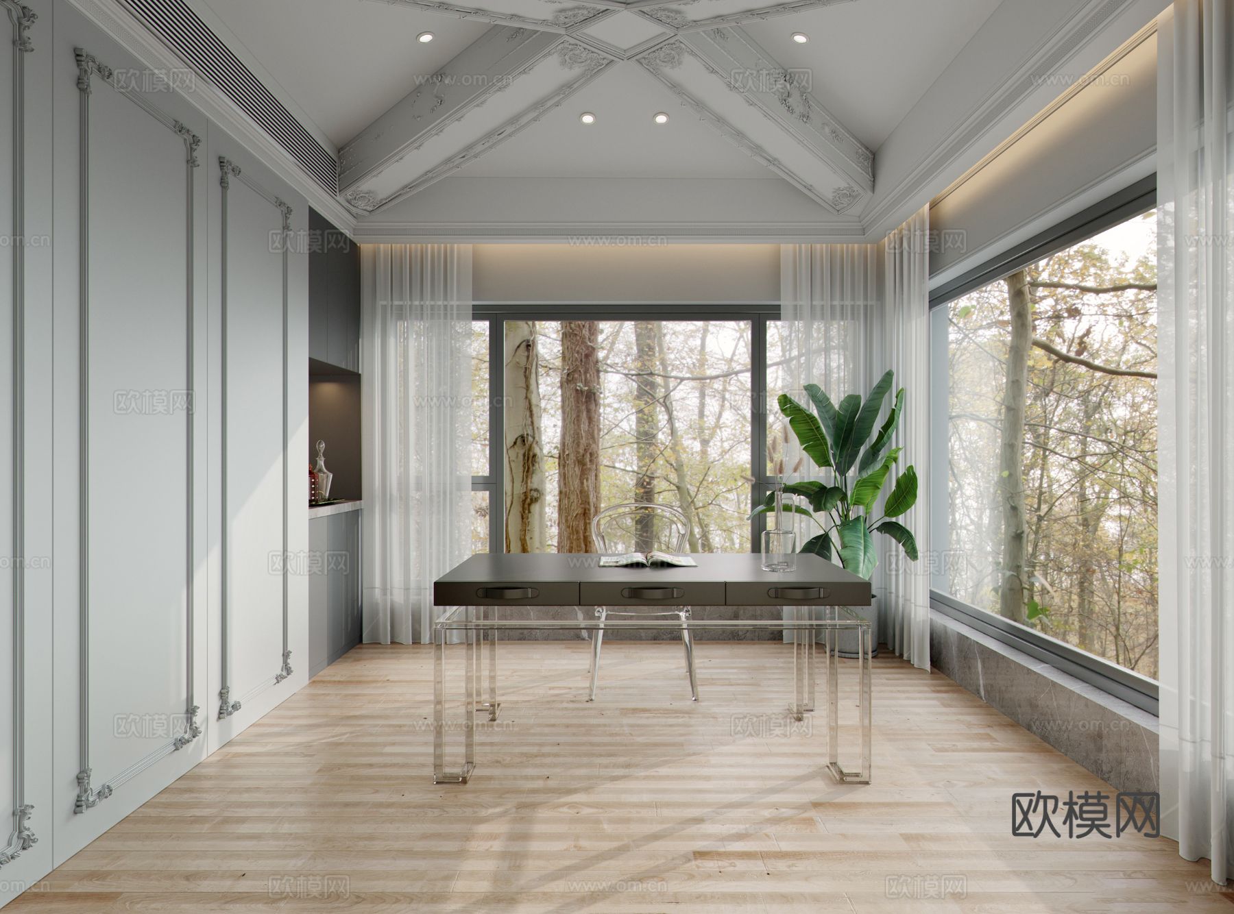 法式复式大平层 卧室 客厅家装效果图下载（渲染图8）