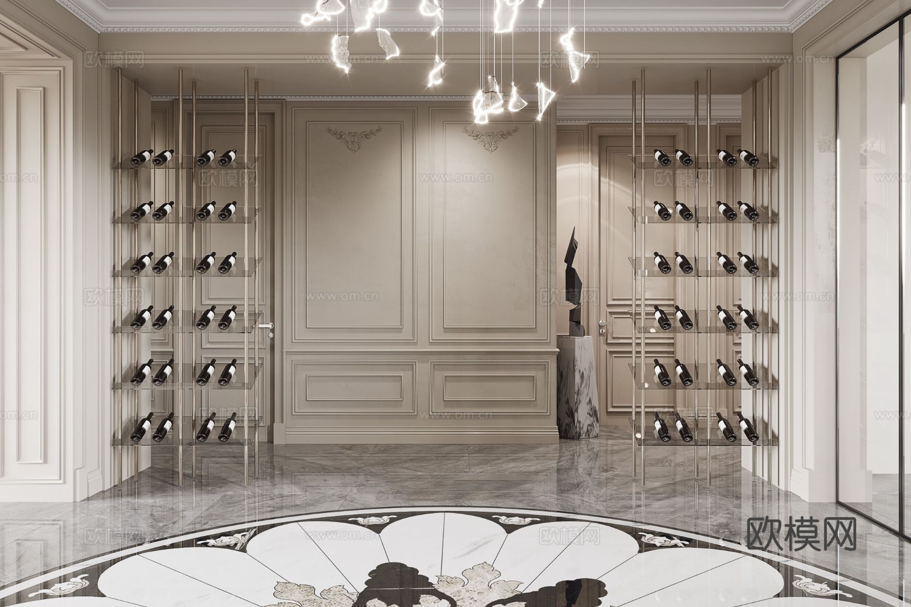 法式别墅卧室客厅家装效果图下载（渲染图3）