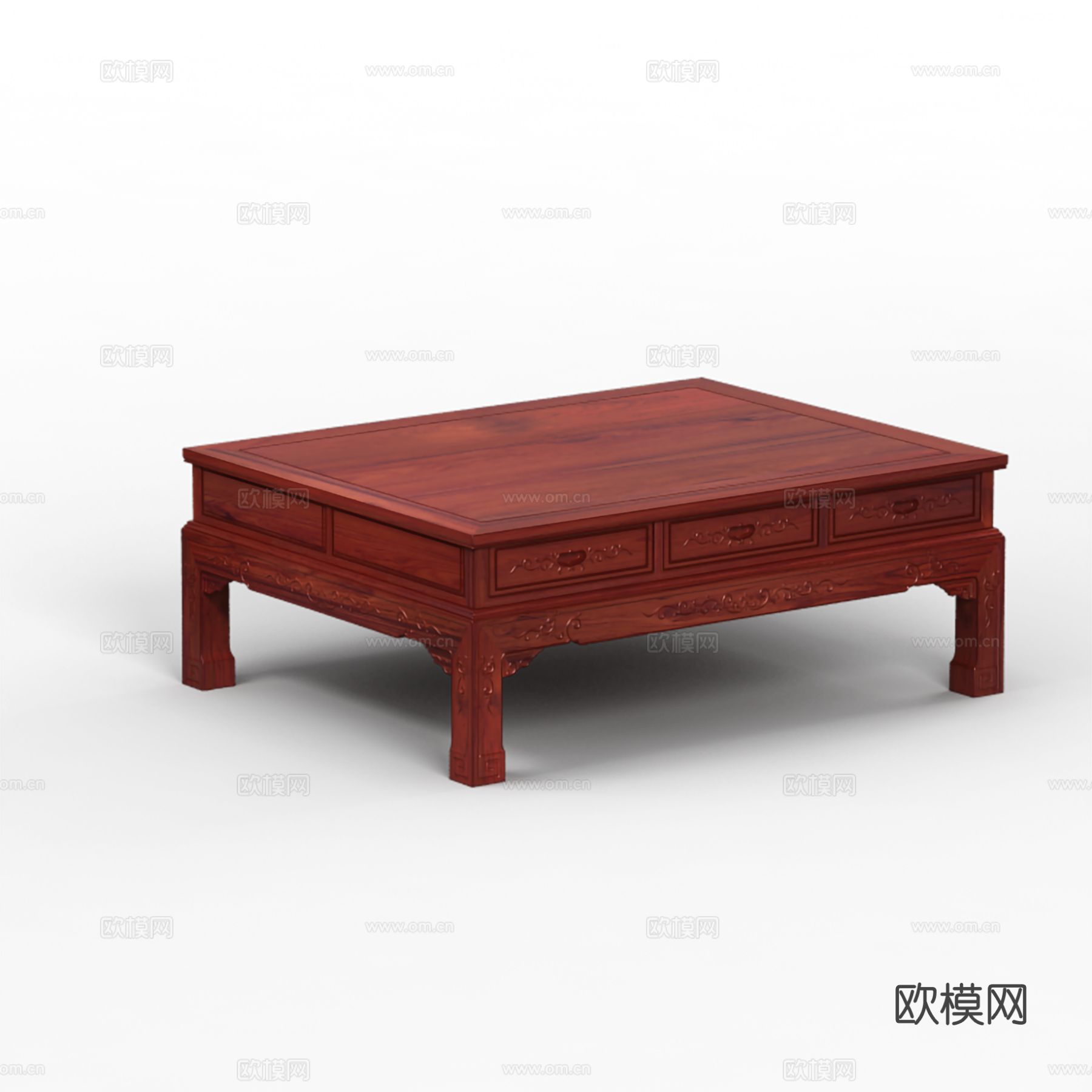 中式客厅茶几 雕花造型 实木红木3d模型