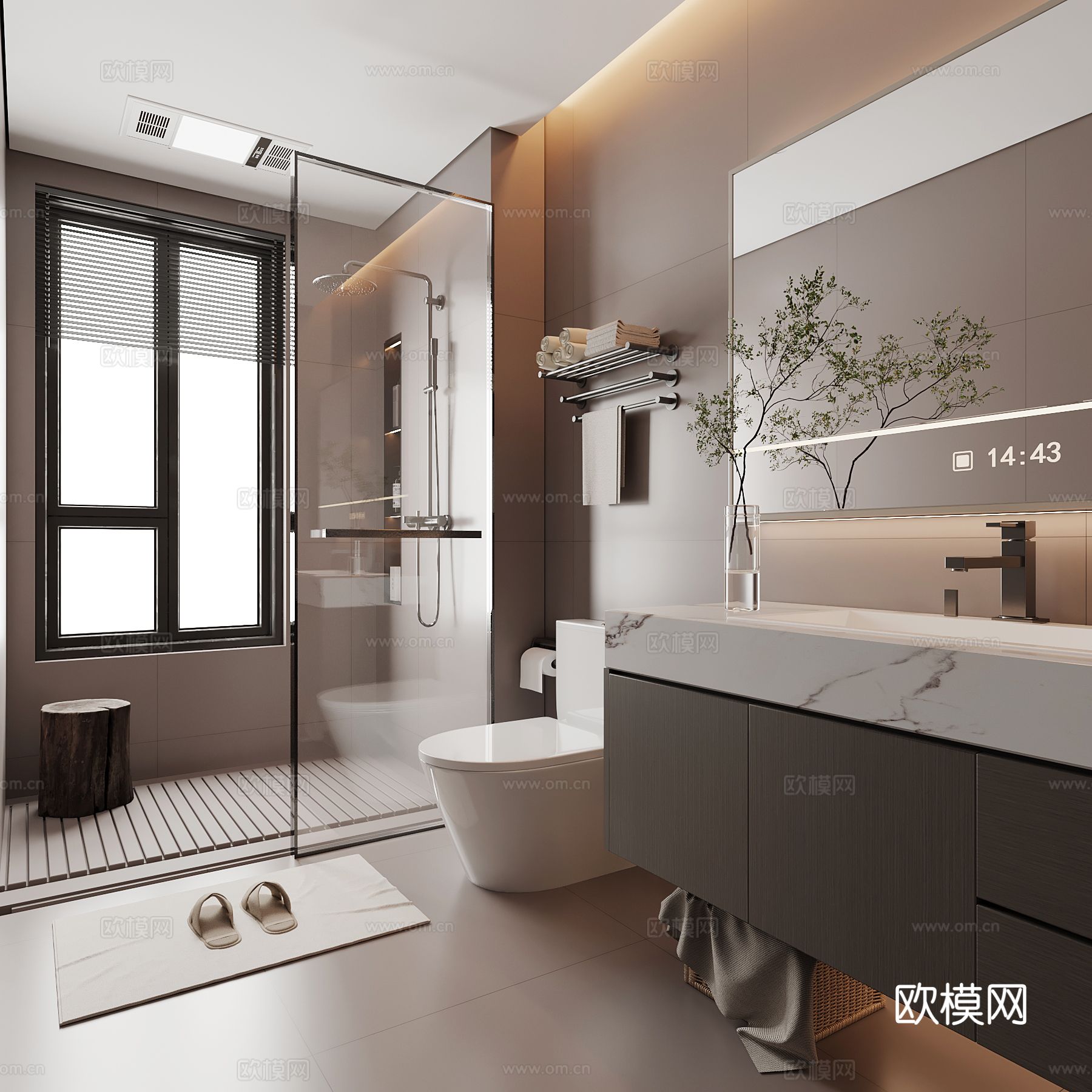 意式卫生间 浴室柜 马桶3d模型