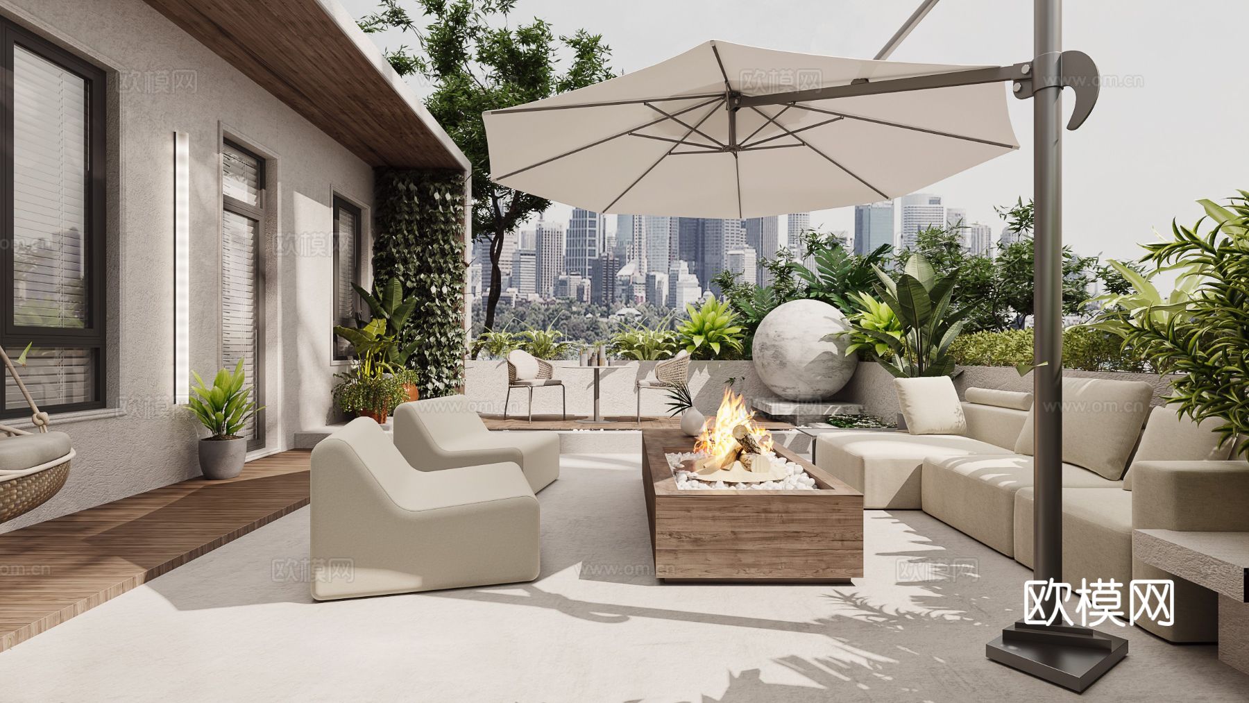 法式别墅卧室客厅家装效果图下载（渲染图5）