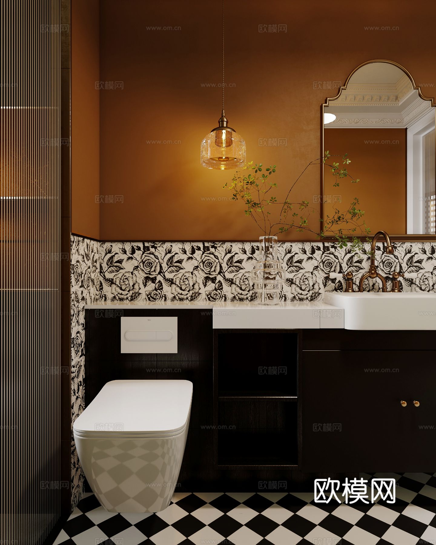 中古风格家装空间效果图下载（渲染图7）