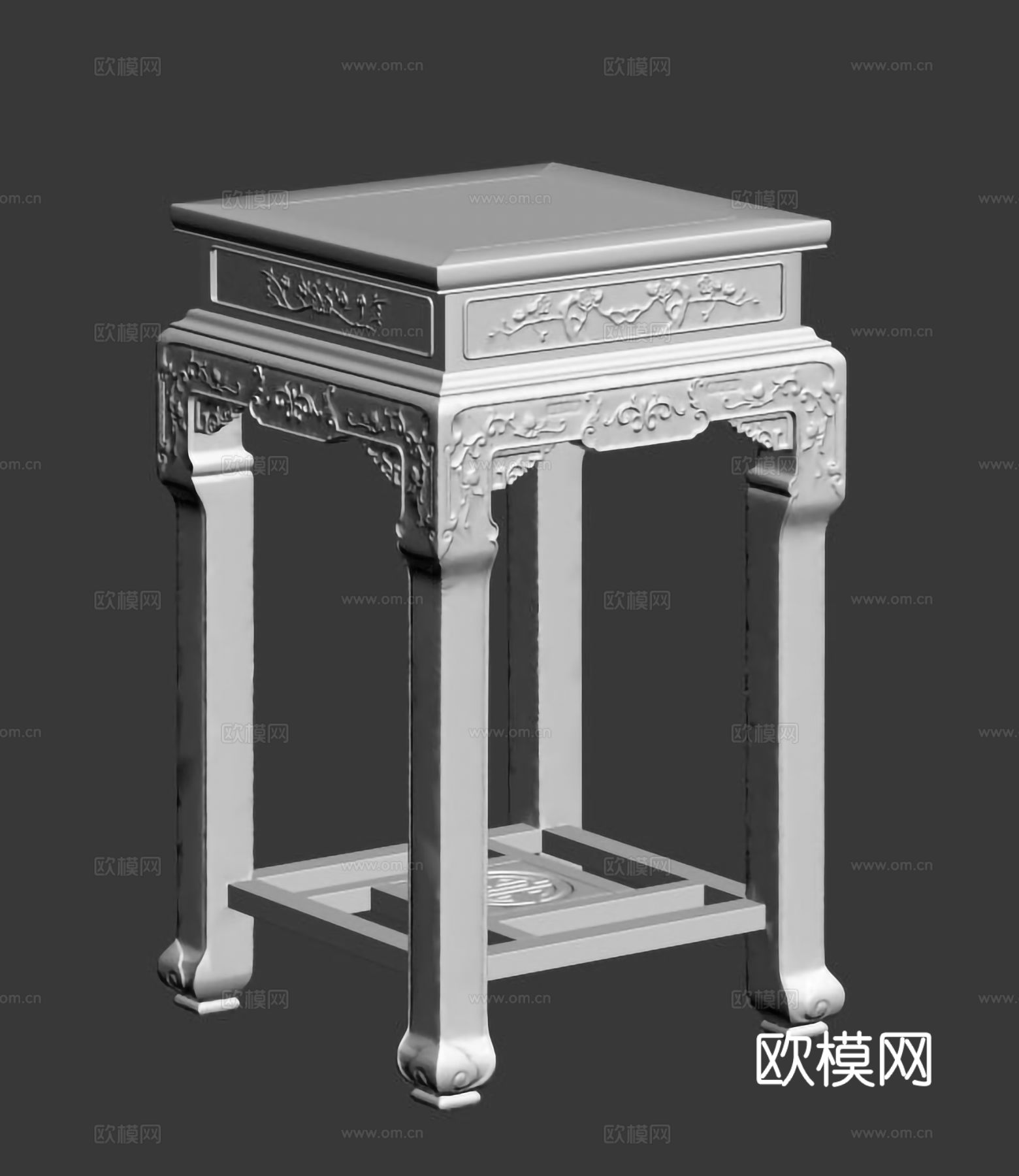 中式花架 雕花造型 实木红木3d模型