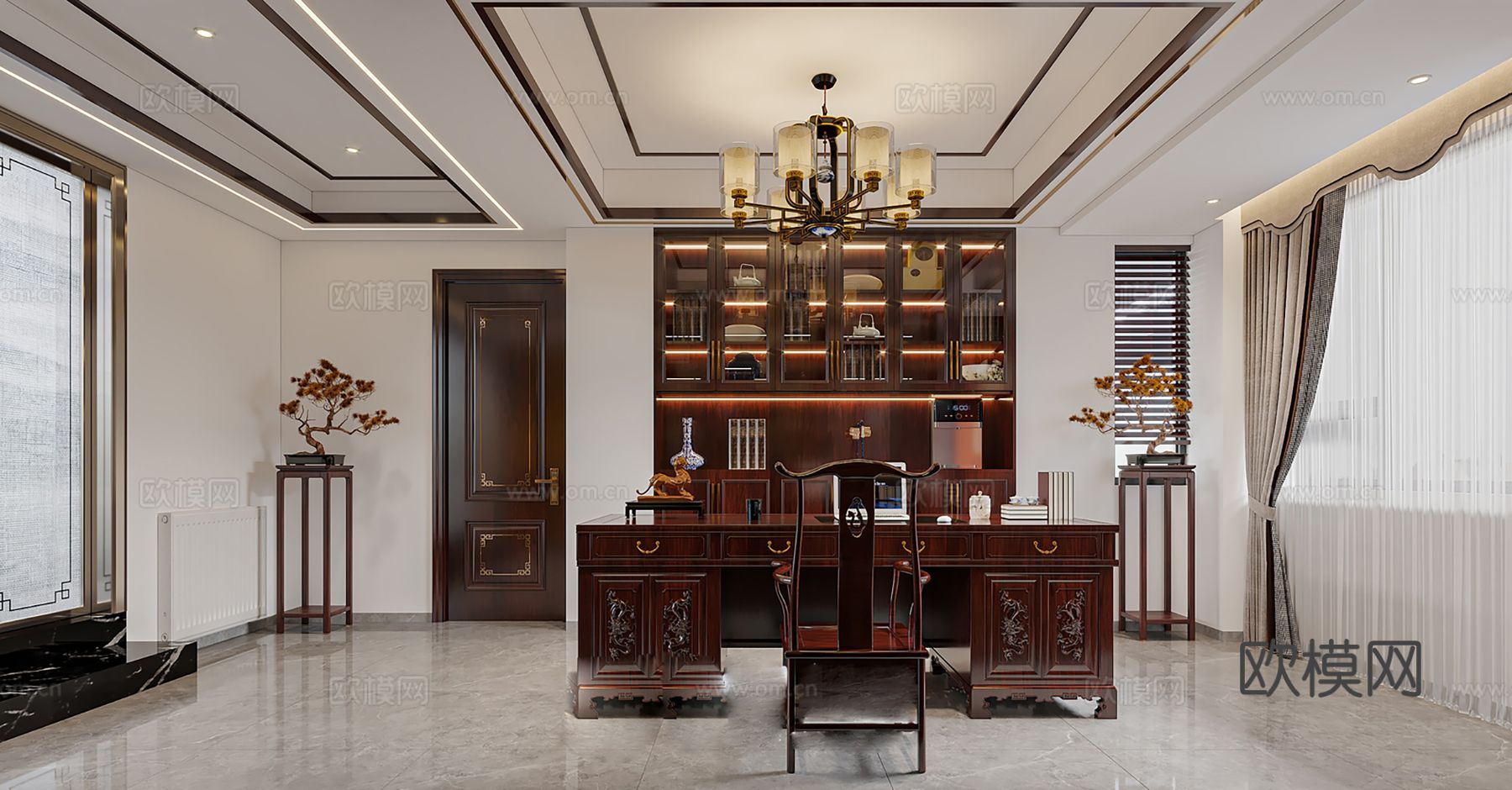 新中式宋代风格 客厅  卧室家装效果图下载（渲染图3）