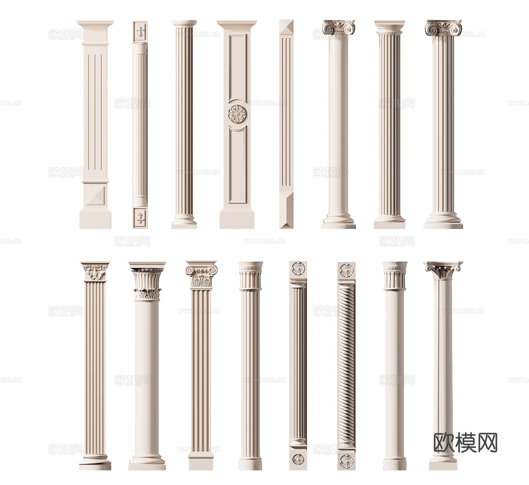欧式古典罗马柱3d模型