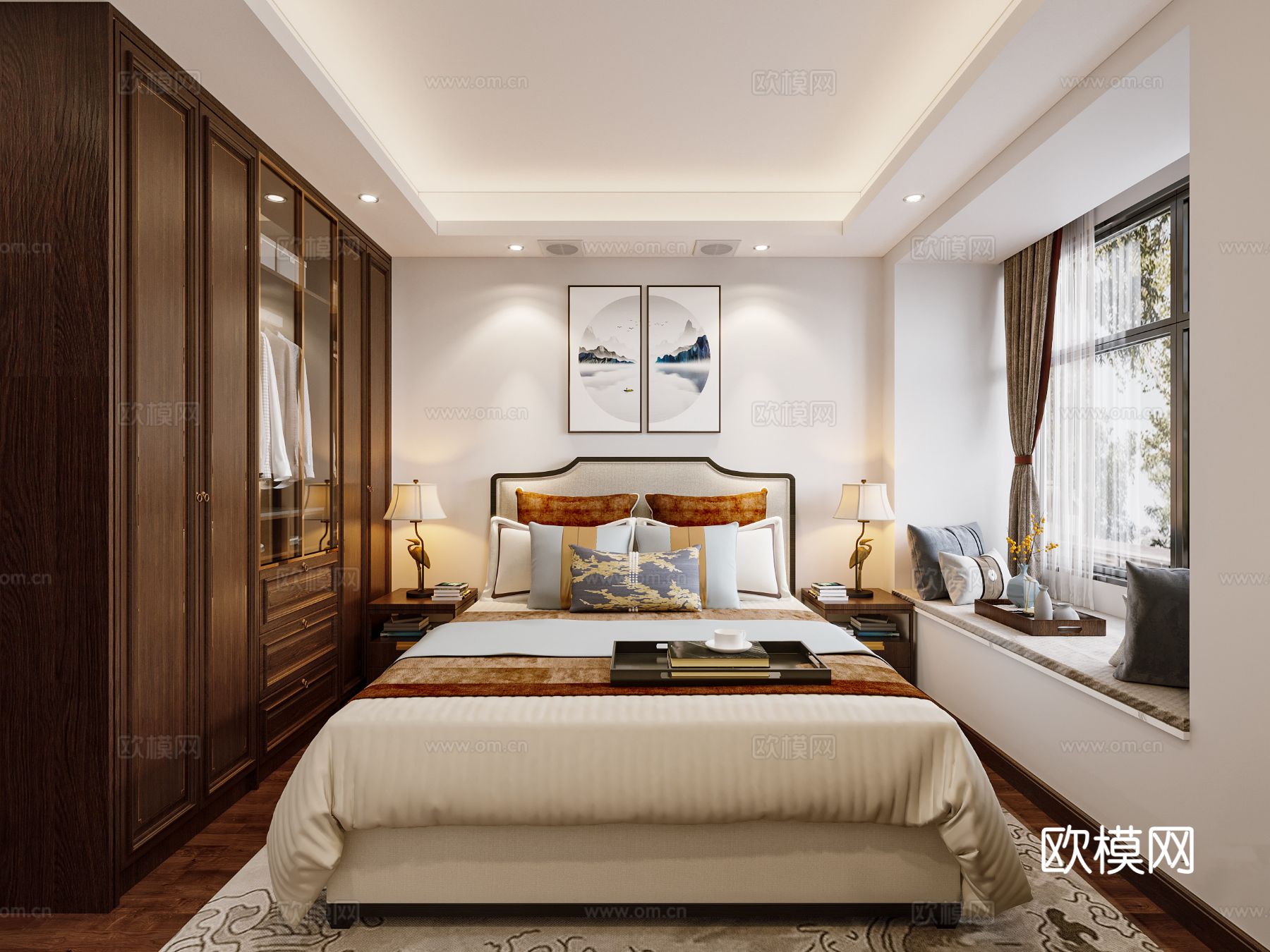 新中式宋代风格 客厅 家装效果图下载（渲染图4）