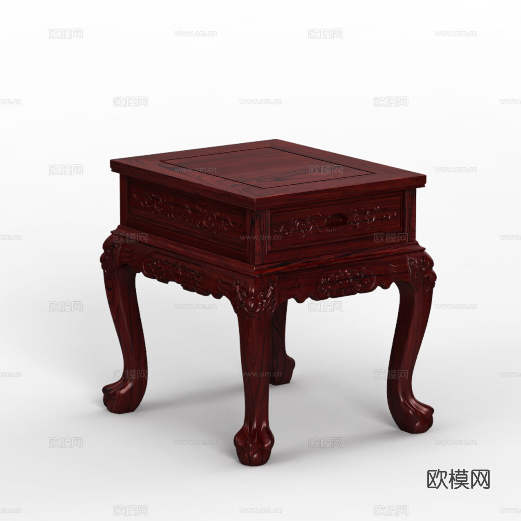 中式客厅小茶几  欧式桌腿 雕花造型 实木红木3d模型