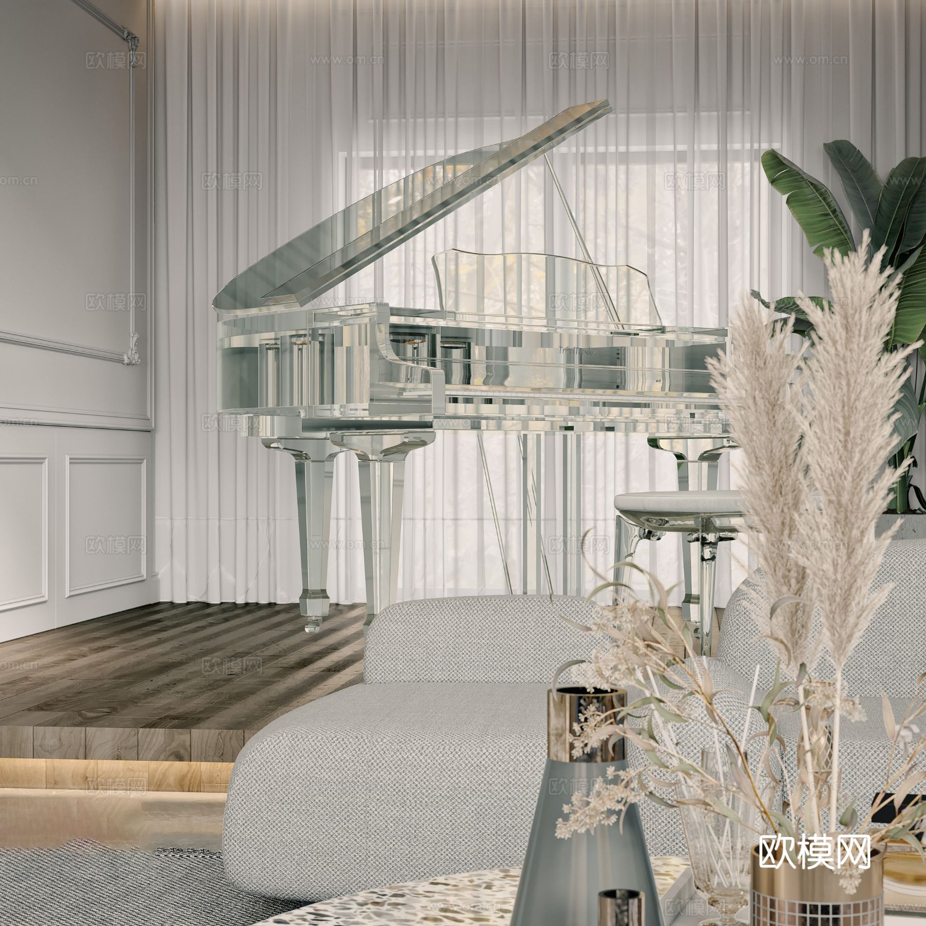 法式复式大平层 卧室 客厅家装效果图下载（渲染图10）