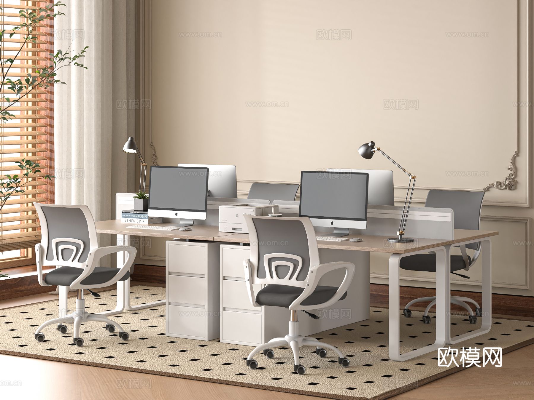 现代办公桌椅3d模型