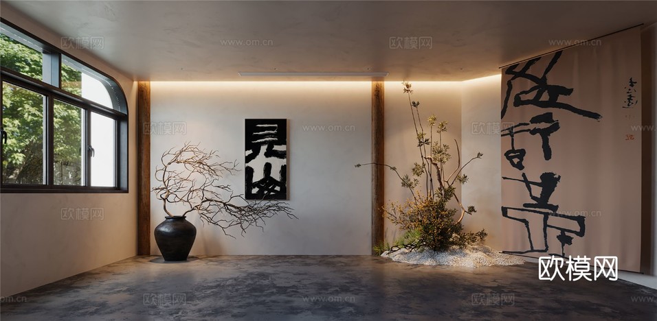 新中式宋代風格 客廳 家裝效果圖下載(渲染圖5)
