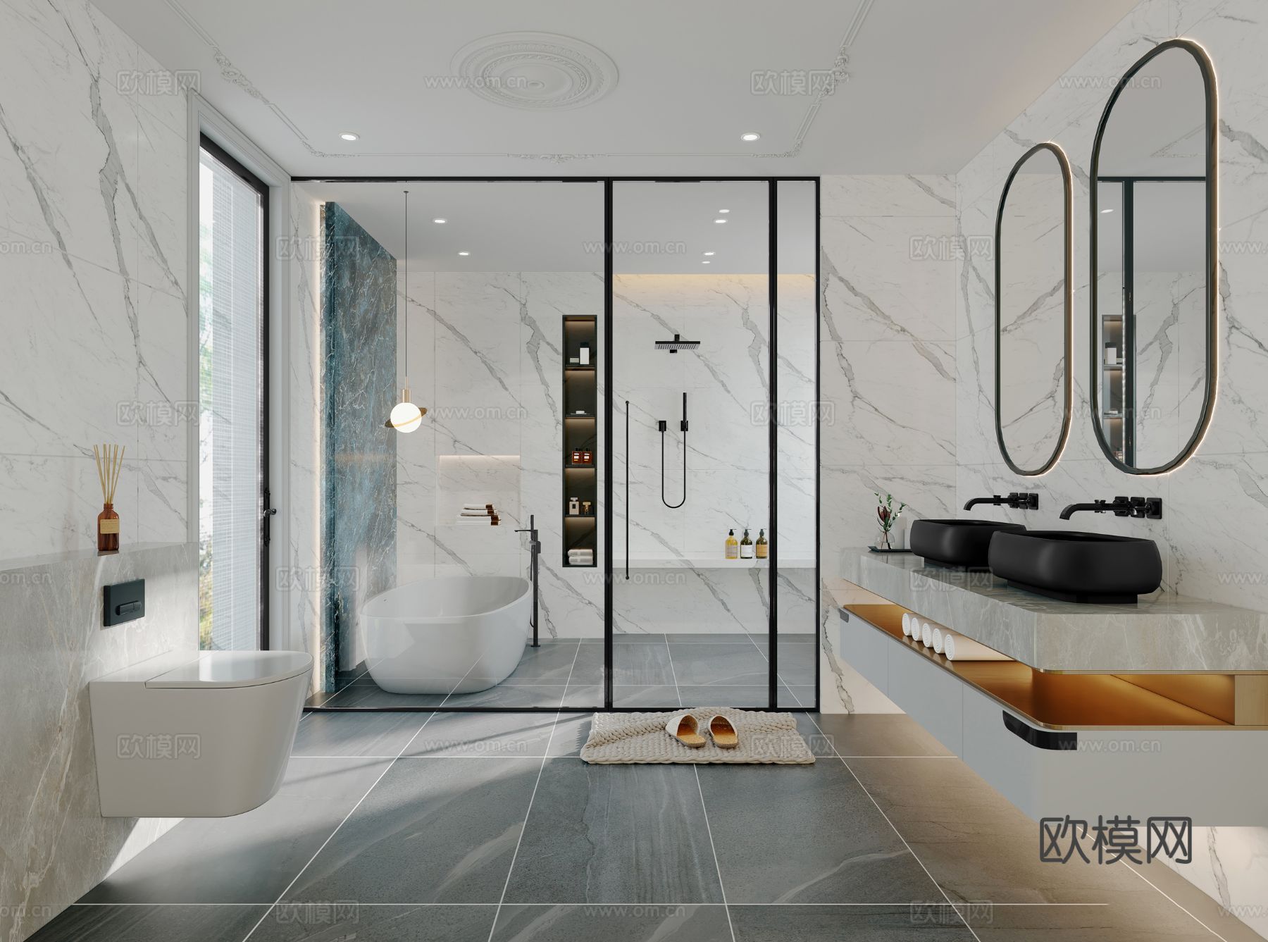 法式复式大平层 卧室 客厅家装效果图下载（渲染图7）