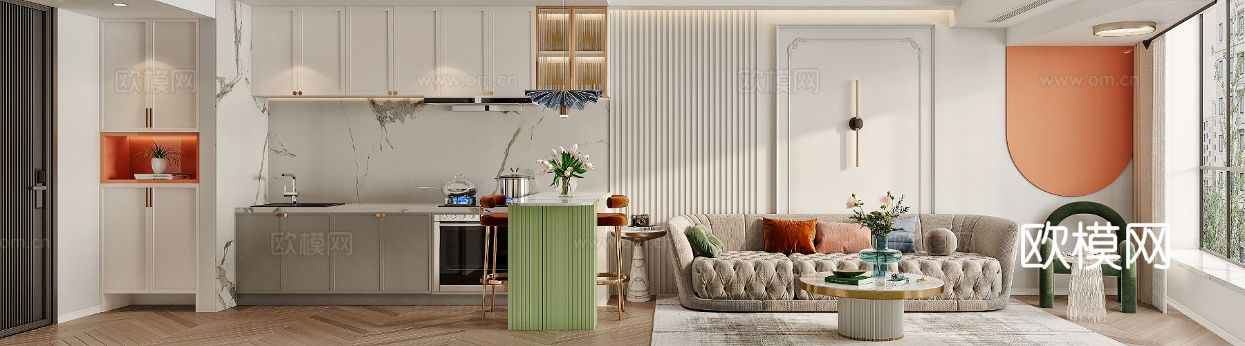 法式卧室 客厅家装效果图下载（渲染图3）