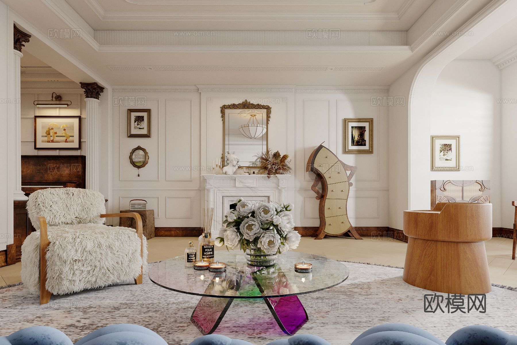 中古风格家装空间效果图下载（渲染图3）