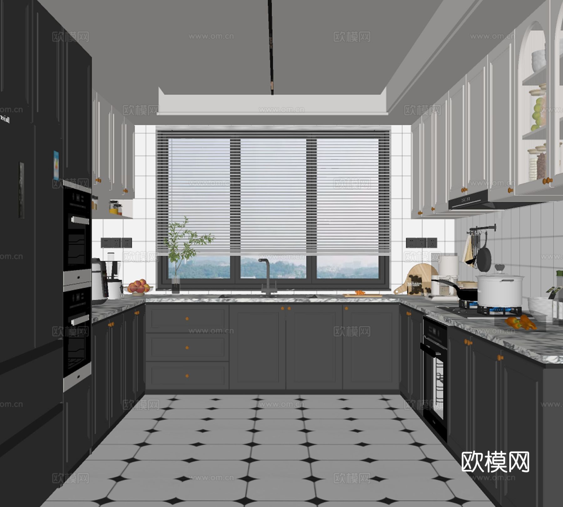 法式复古厨房su模型